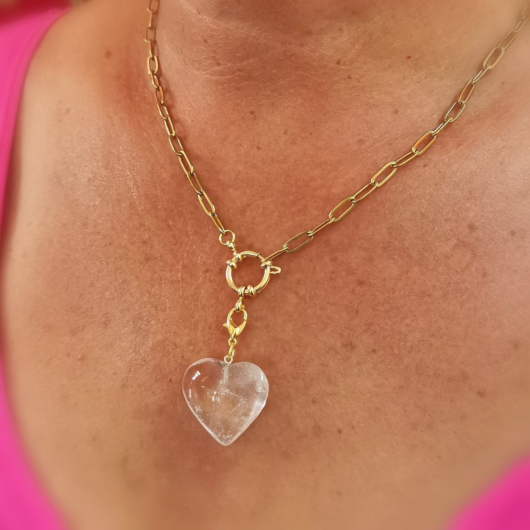 Herz Bergkristall Charm Karma Kette – Klarheit, Herzöffnung & lichtvolle Kraft