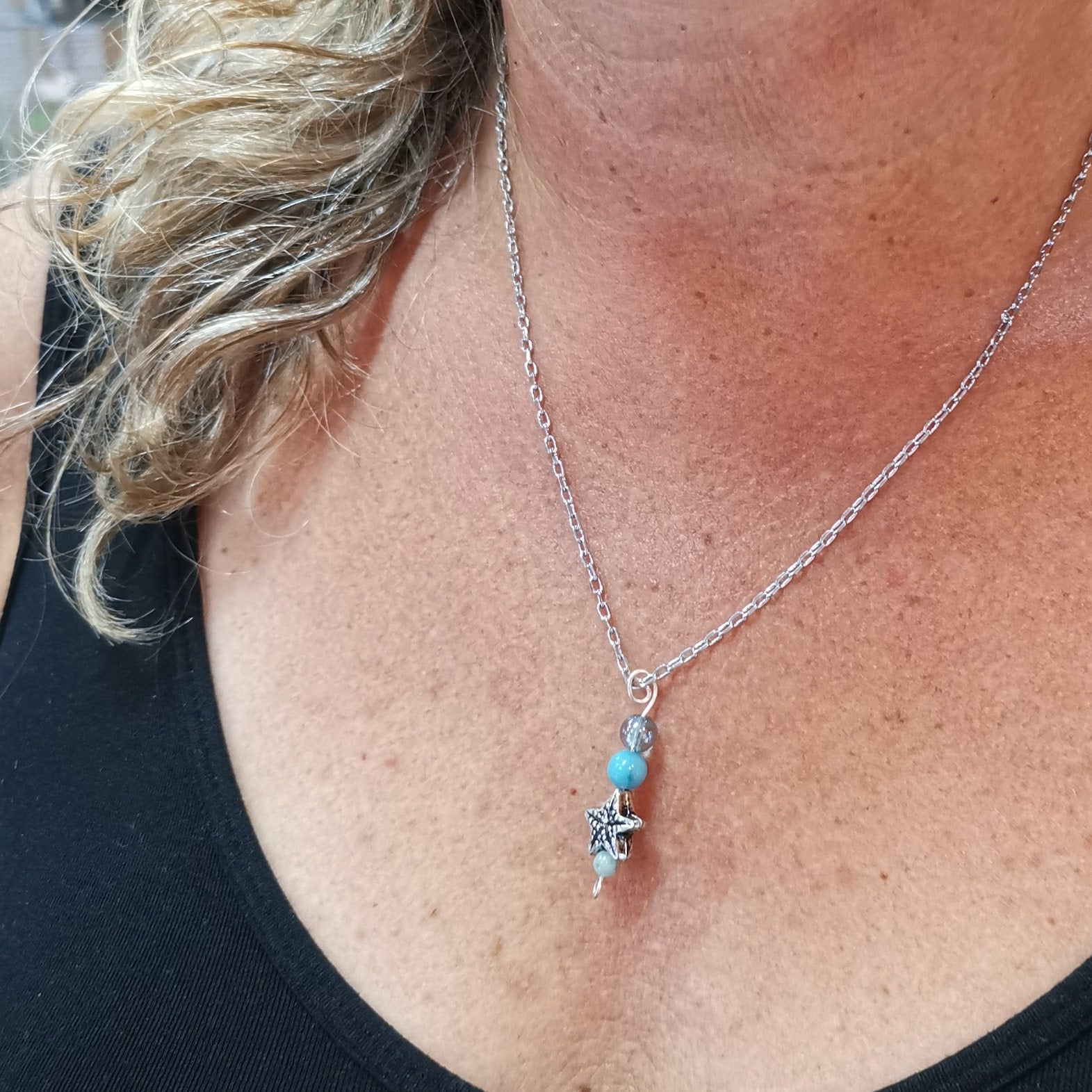 ⭐ Seestern Larimar Karma Talisman Kette – geweiht für Wunder & Hoffnung