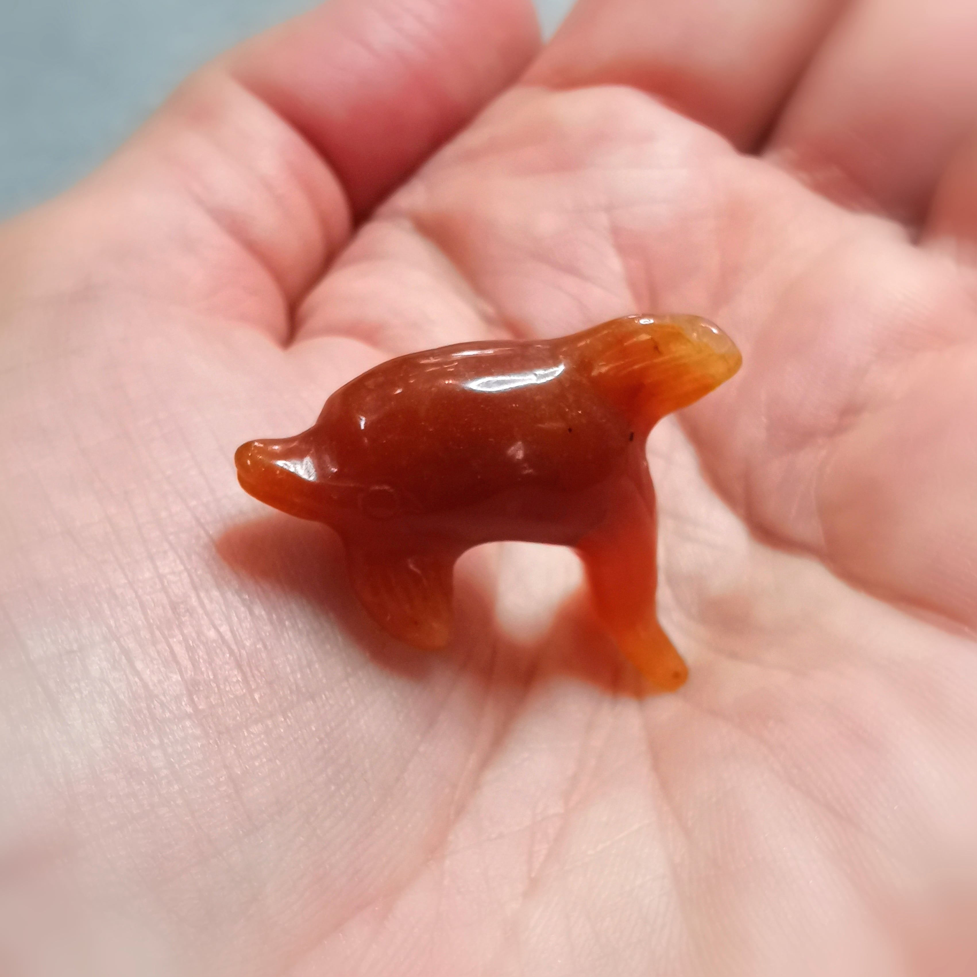 🐬 Delfin Carneol Edelstein Standfigur – geweiht für Lebensfreude