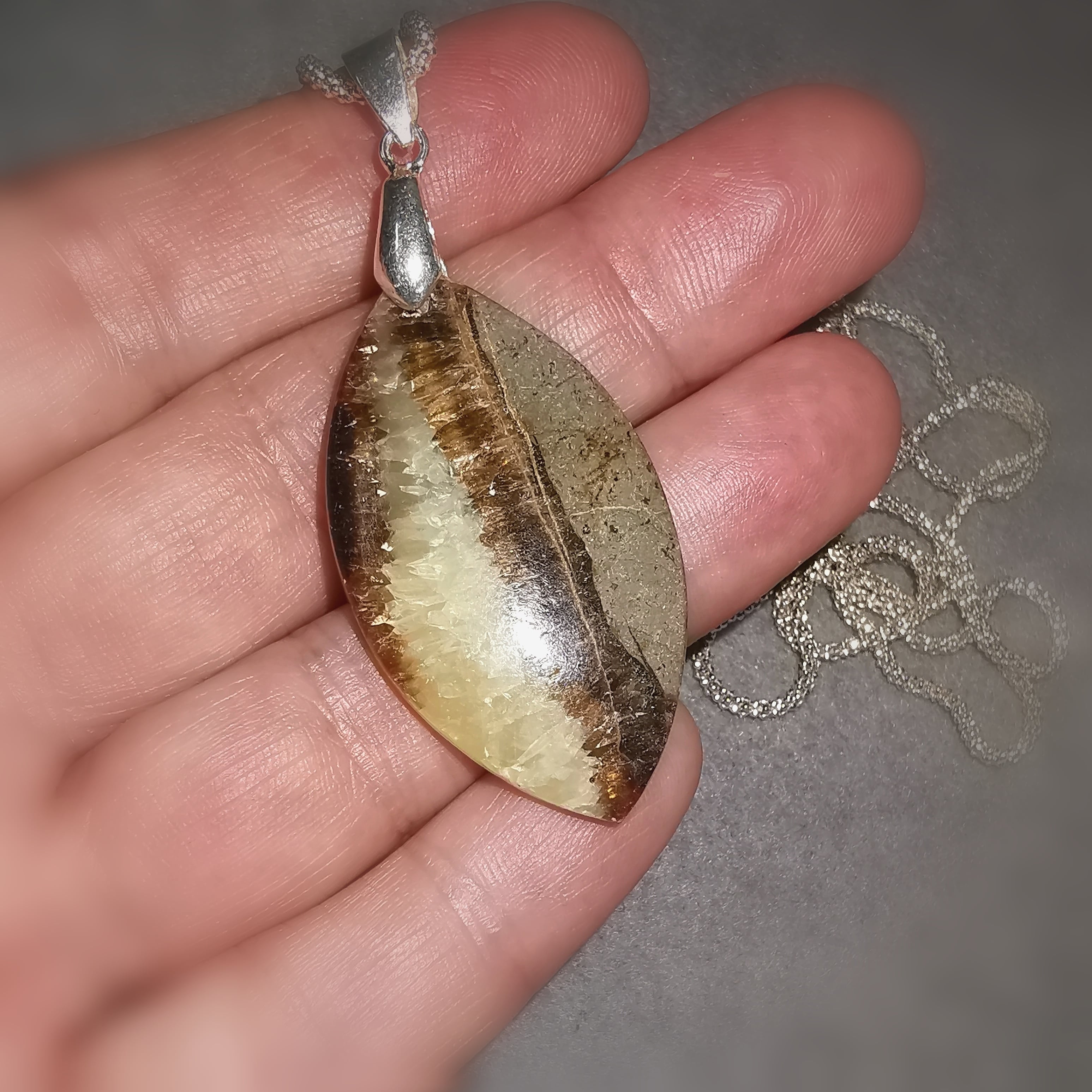 Septarie Elipse Edelstein Heilstein Karma Kette – geweiht für Klarheit & Konzentration