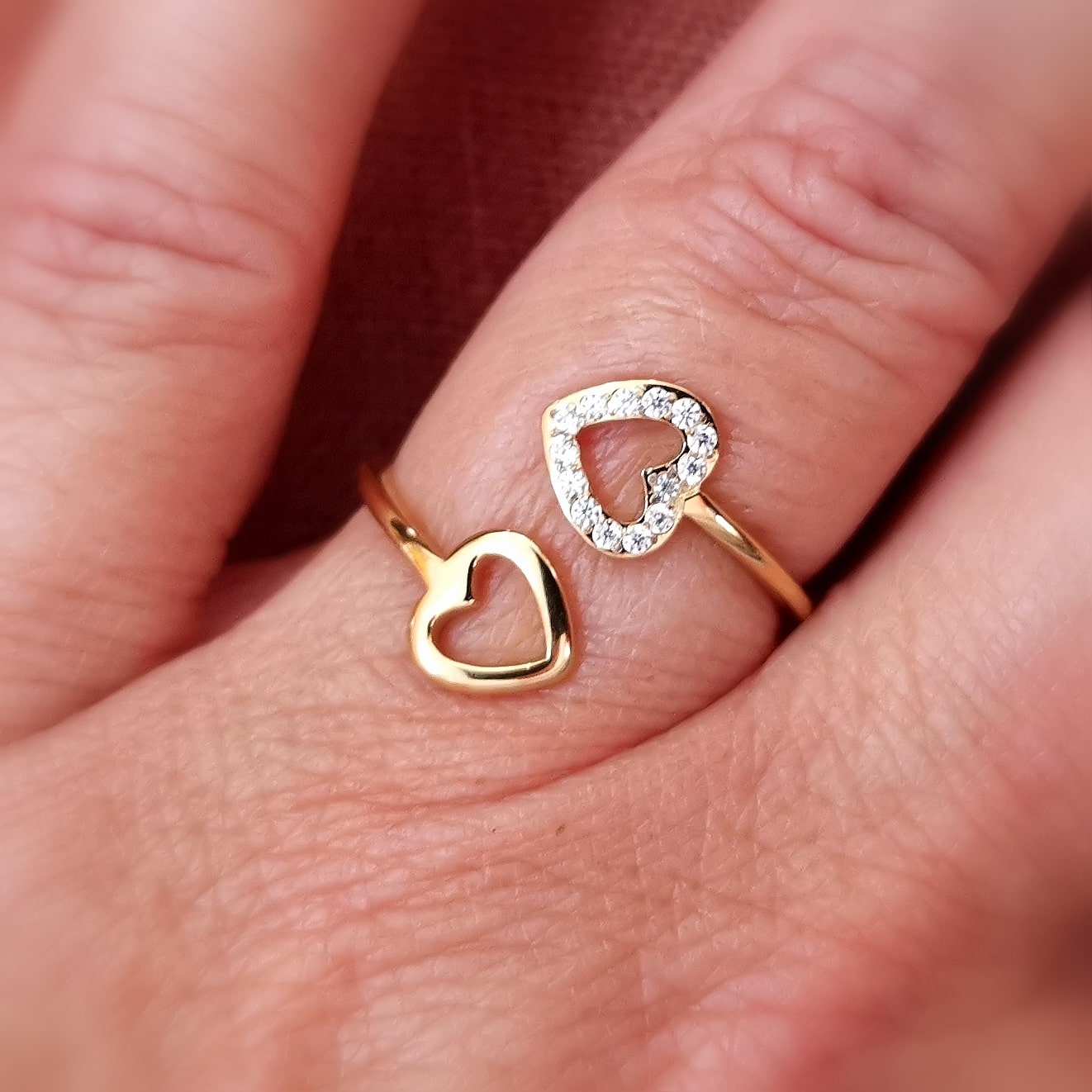 Herz Edelstahl Gold Boho Ring geweiht – Liebe & Harmonie