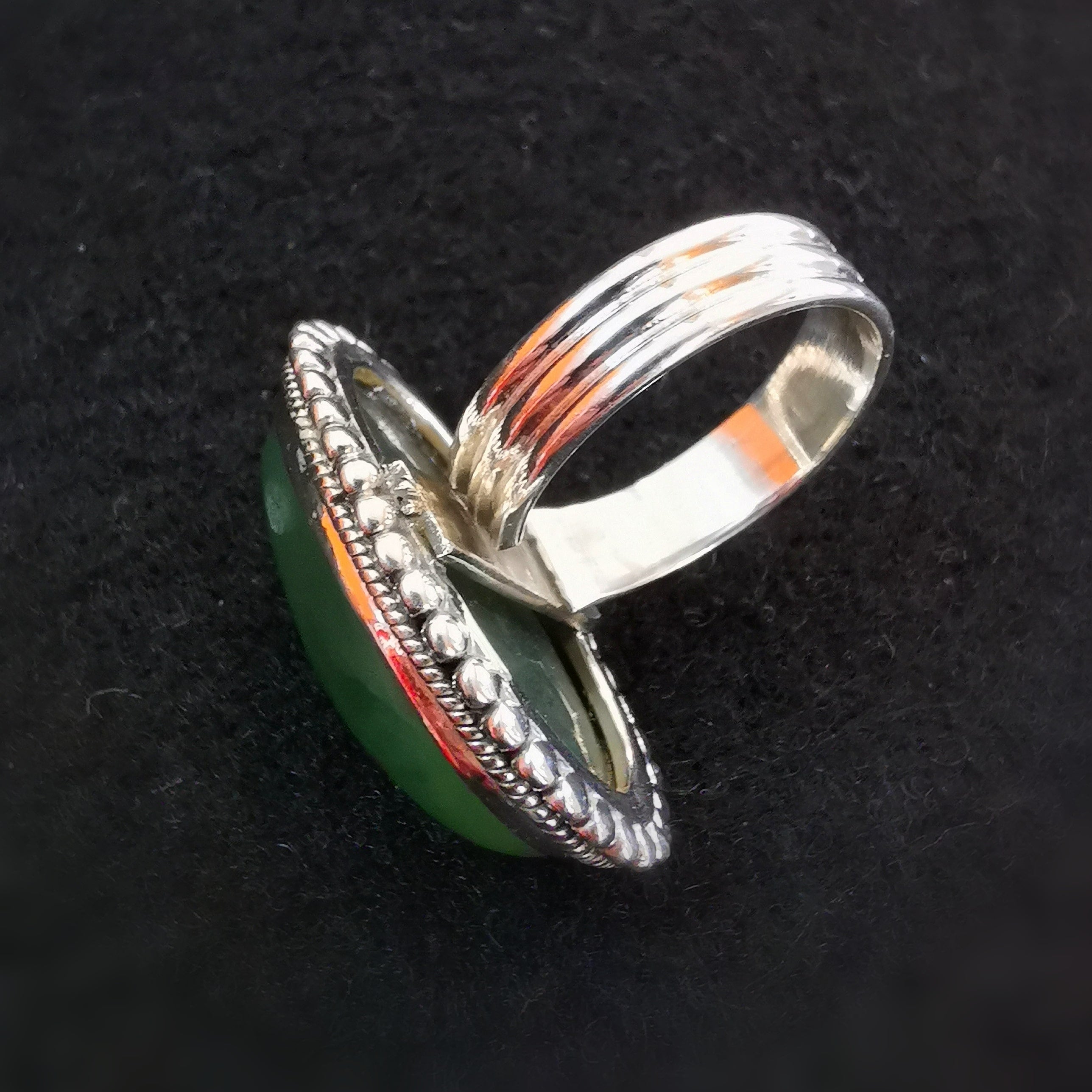 Nephrit Jade Edelstein Sterlingsilber Ring geweiht – Hoffnung & Herzensöffnung