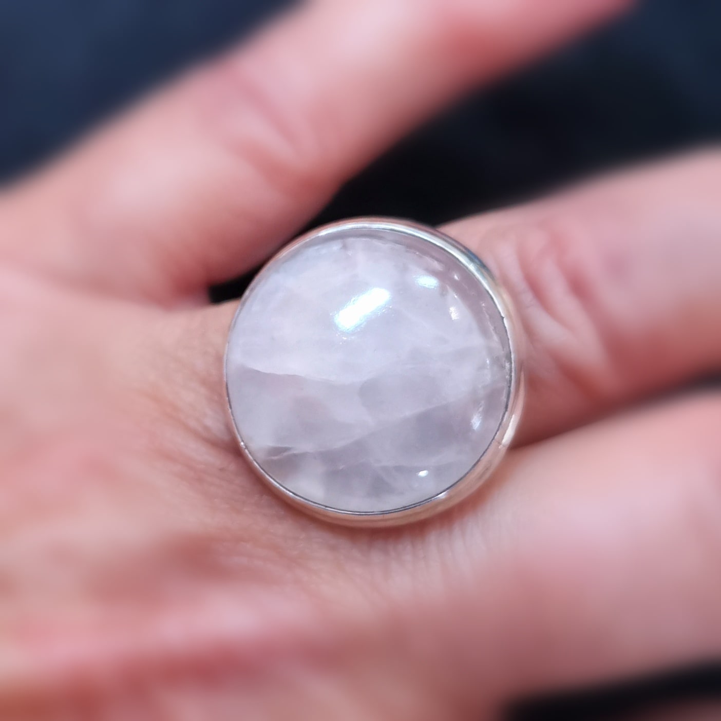 Rosenquarz Edelstein Ring, geweiht– Liebe & emotionale Heilung