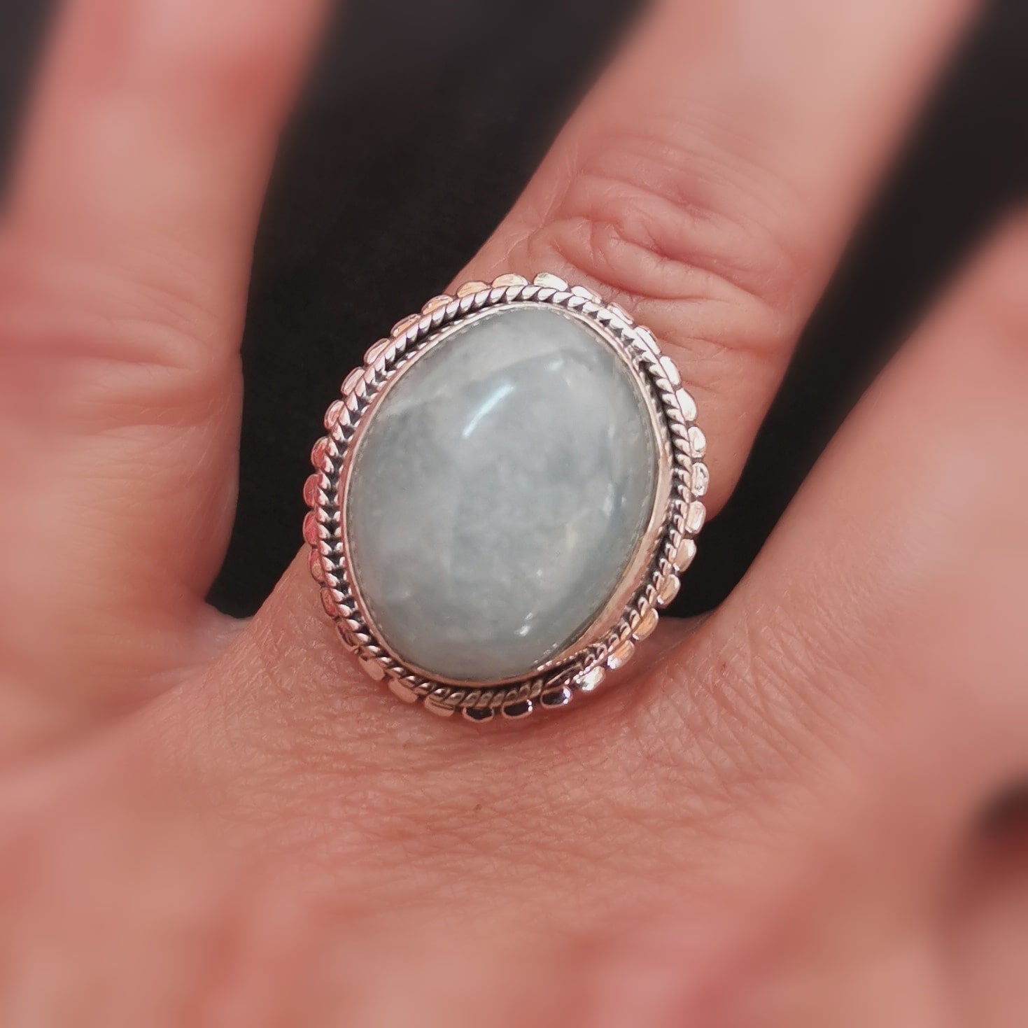 Aquamarin Edelstein Ring, geweiht – Klarheit & innere Ruhe
