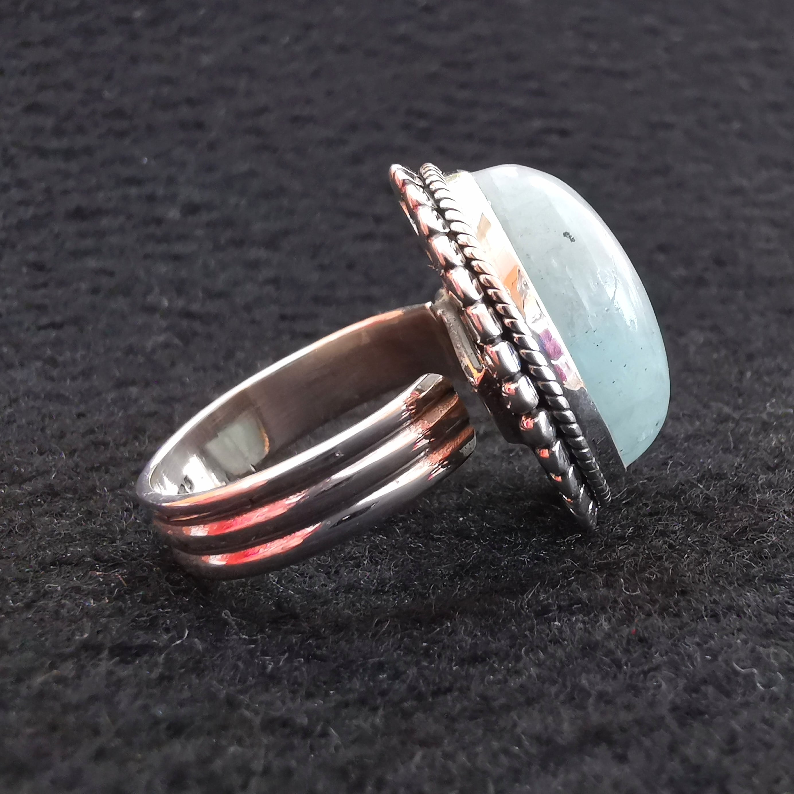 Aquamarin Edelstein Ring, geweiht – Klarheit & innere Ruhe