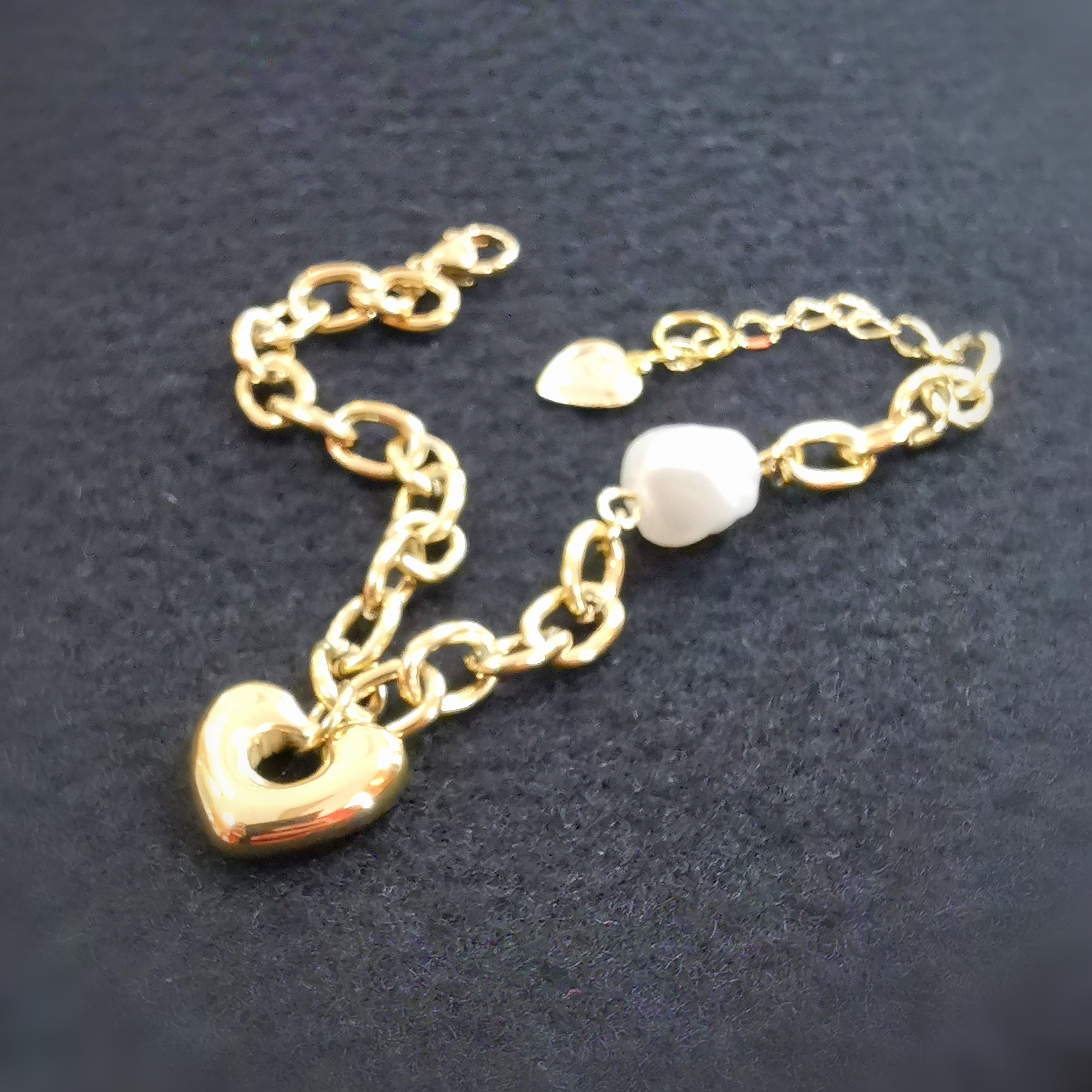 Herz Gold Edelstahl Armband mit Perle, geweiht – das Leben lieben
