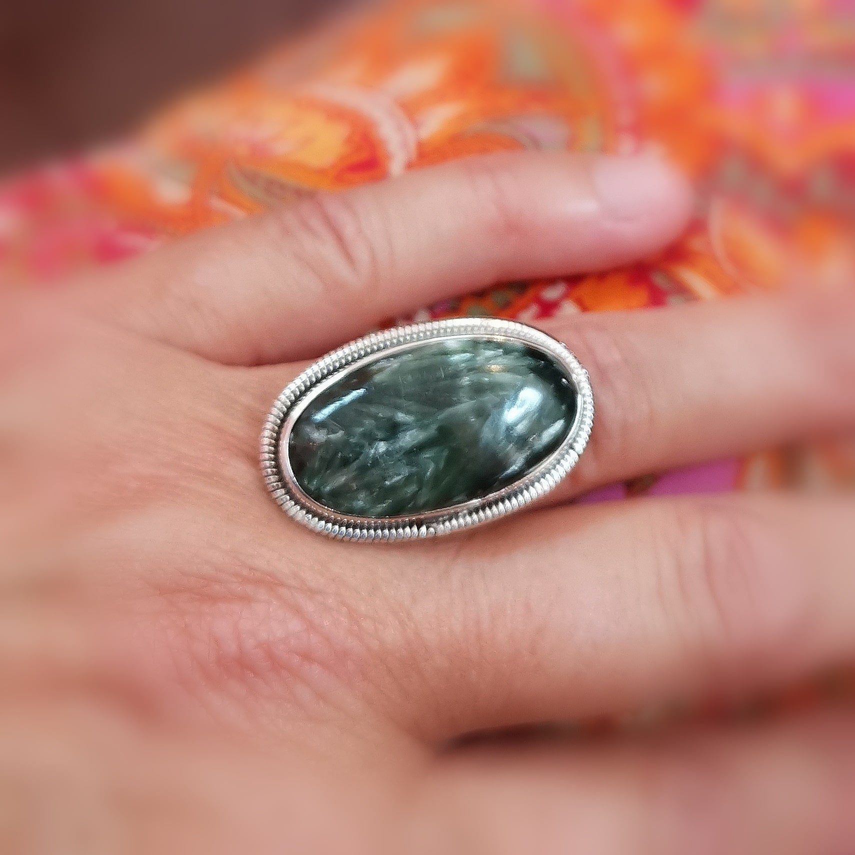 🪽 Seraphinit Engelstein Edelstein Ring – Schutz, Liebe & Transformation