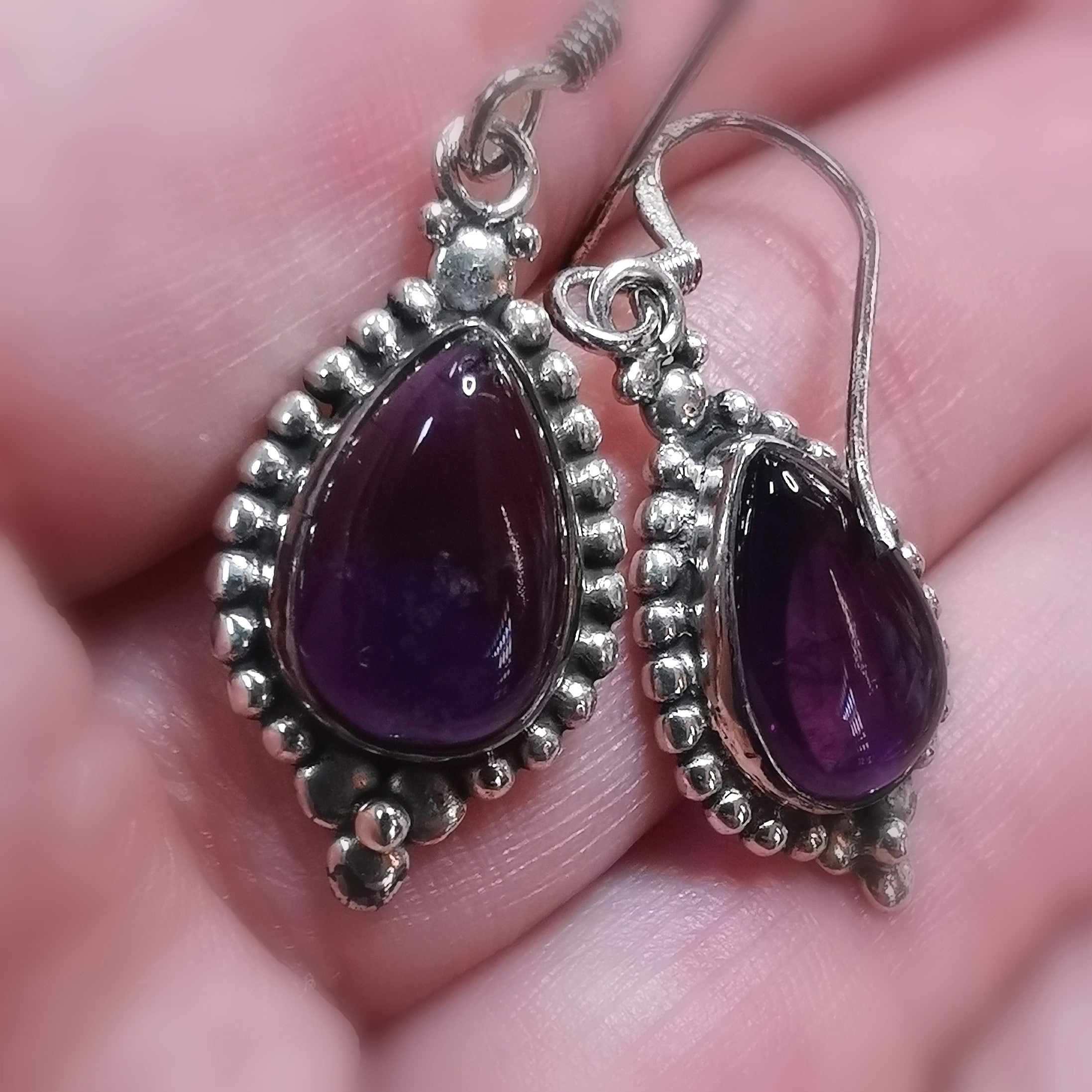 Amethyst Sterlingsilber Ohrringe, Edelstein Tropfen Bali – geweiht #Erleichterung