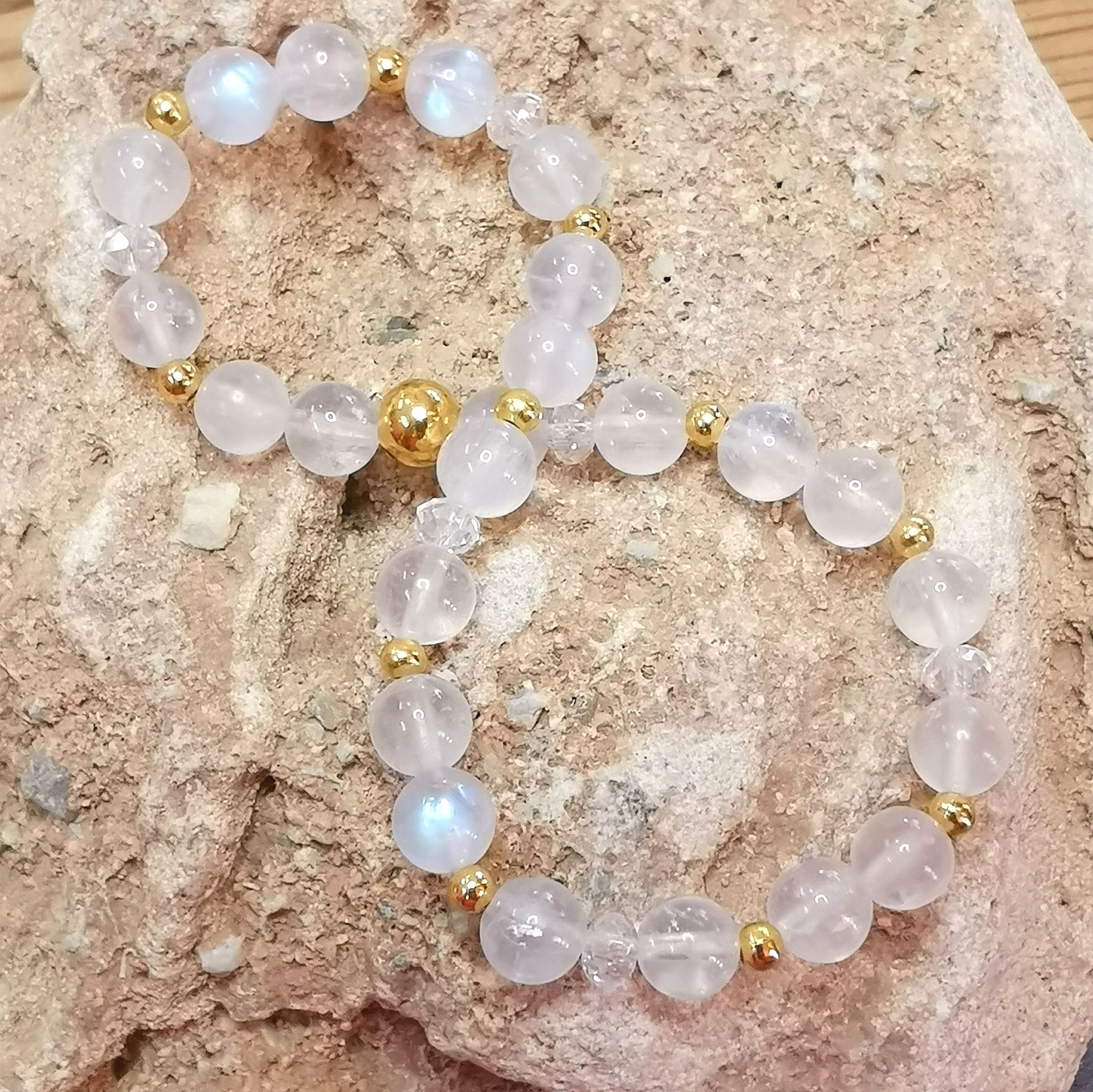 Regenbogen Mondstein Licht Kristall Karma Edelstein Armband – seelische Balance