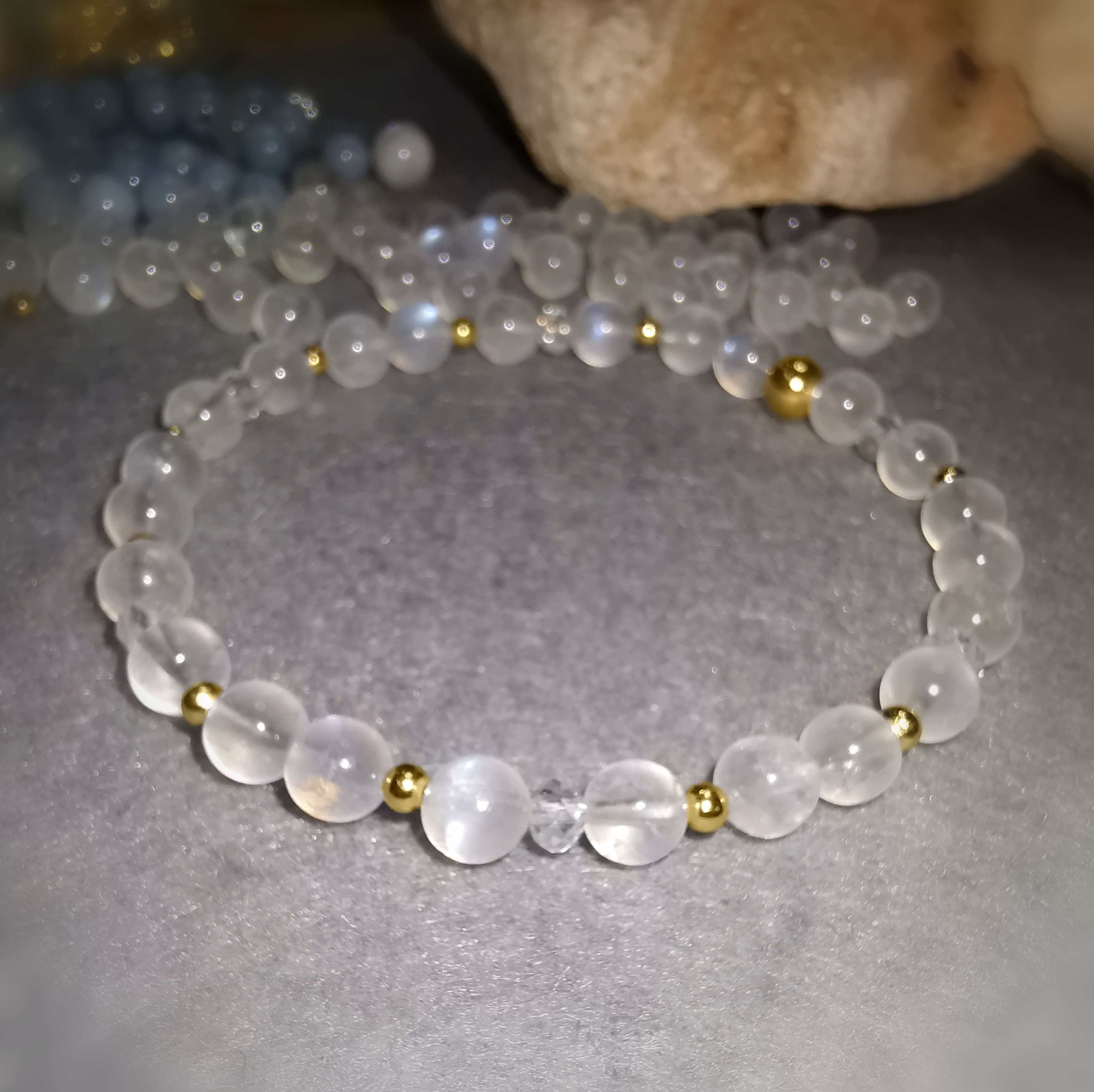 Regenbogen Mondstein Licht Kristall Karma Edelstein Armband – seelische Balance