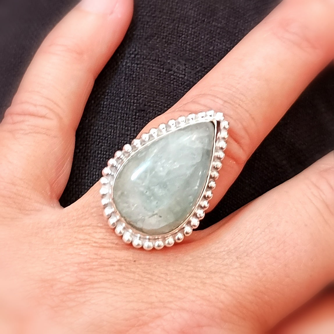 Aquamarin Edelstein Sterlingsilber Ring, geweiht – Klarheit & innere Ruhe