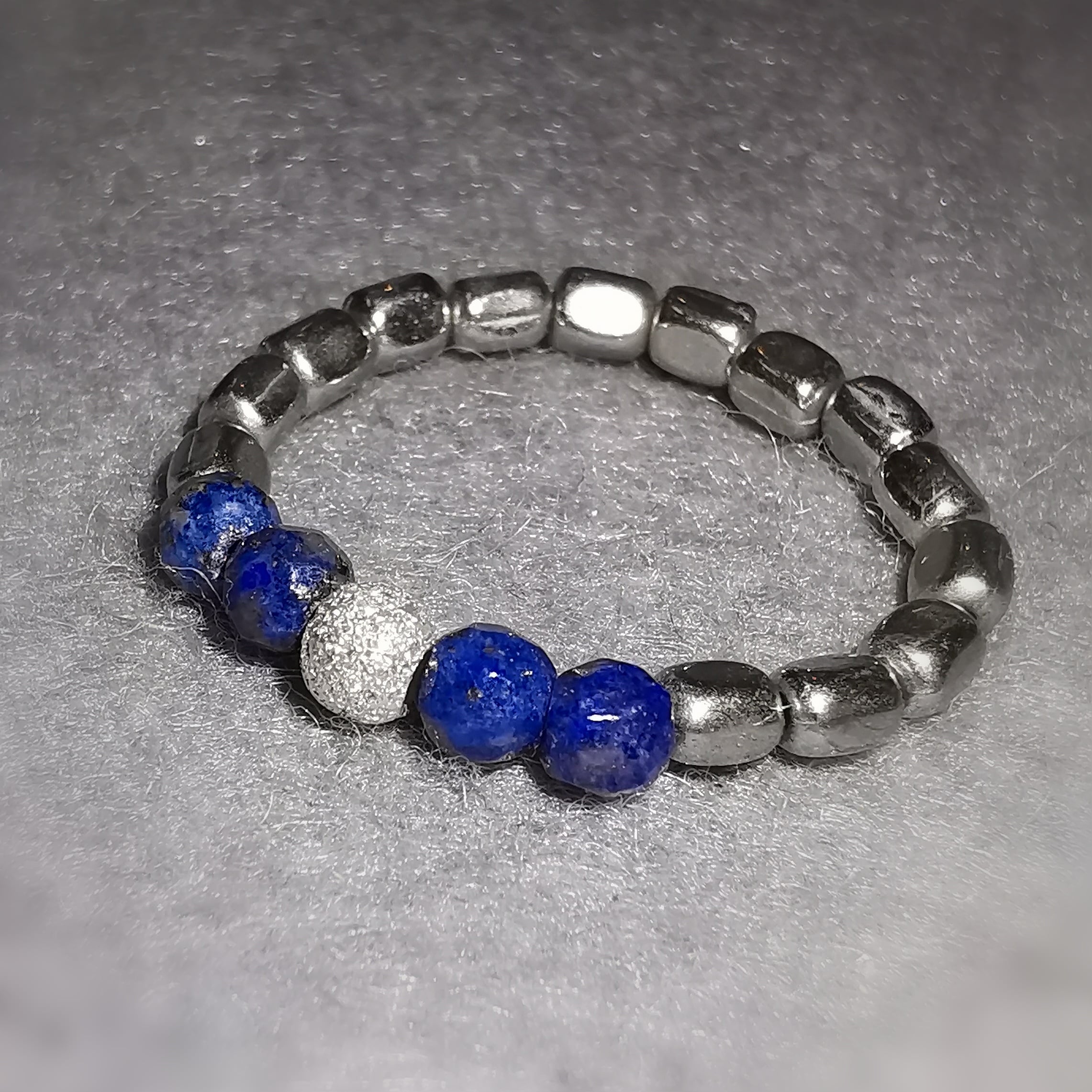 Lapislazuli Edelstein Glitzer Elastik Ring – Ruhe & Klarheit