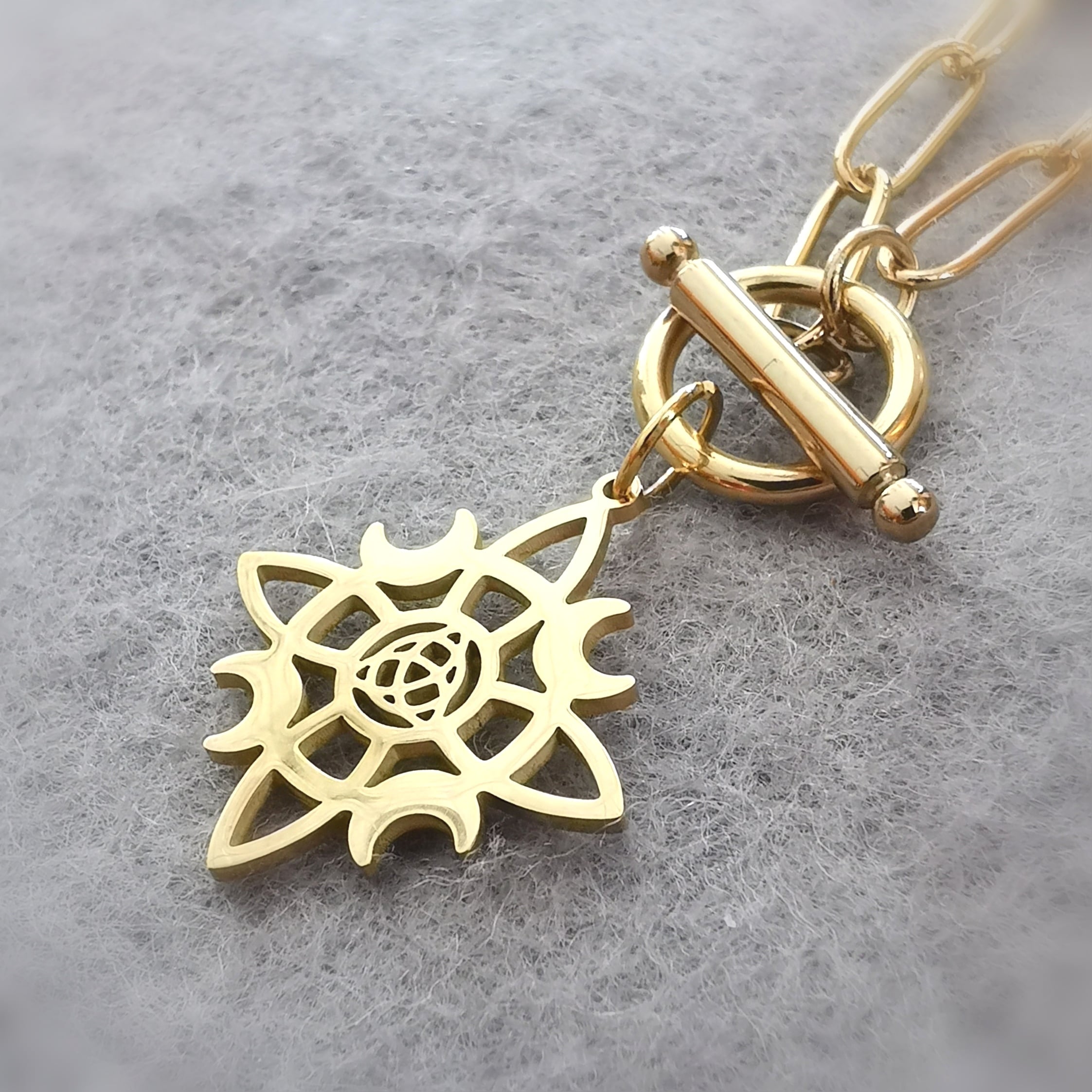 Weiße Magie Karma Kette – Hexenknoten Gold Edelstahl