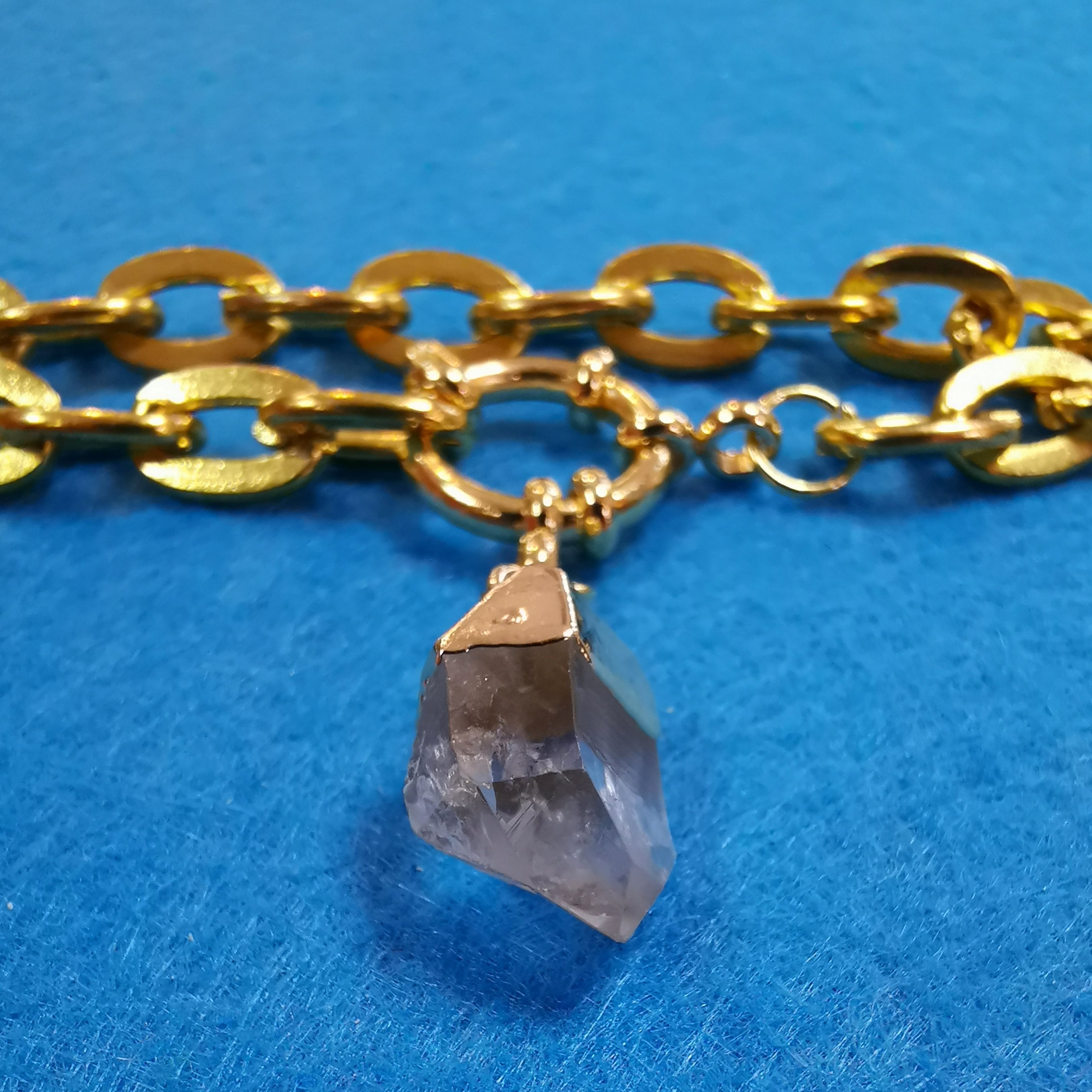 Bergkristall Edelstein Karma Armband mit Spitze – geweiht für Klarheit, Energie & Schutz