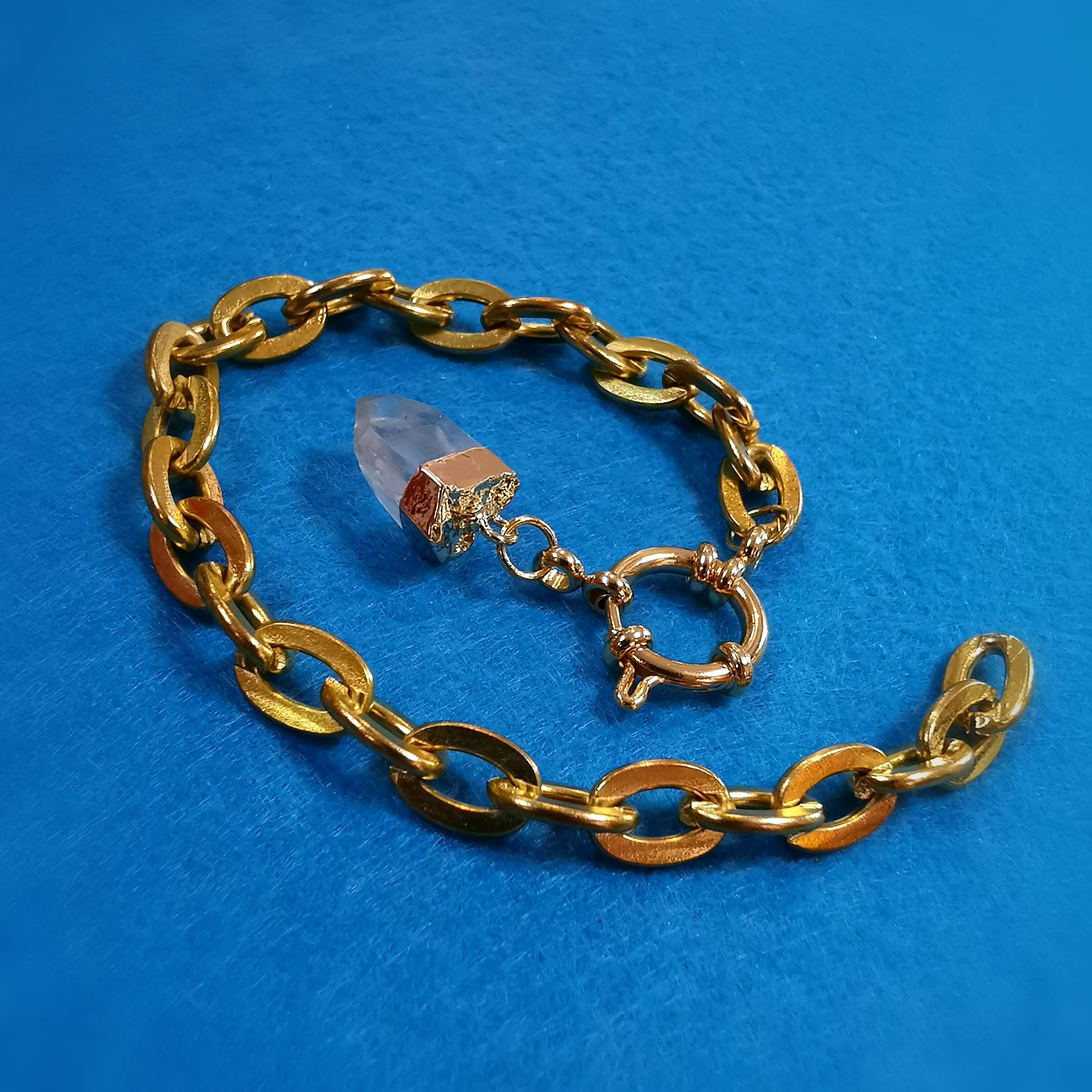 Bergkristall Edelstein Karma Armband mit Spitze – geweiht für Klarheit, Energie & Schutz