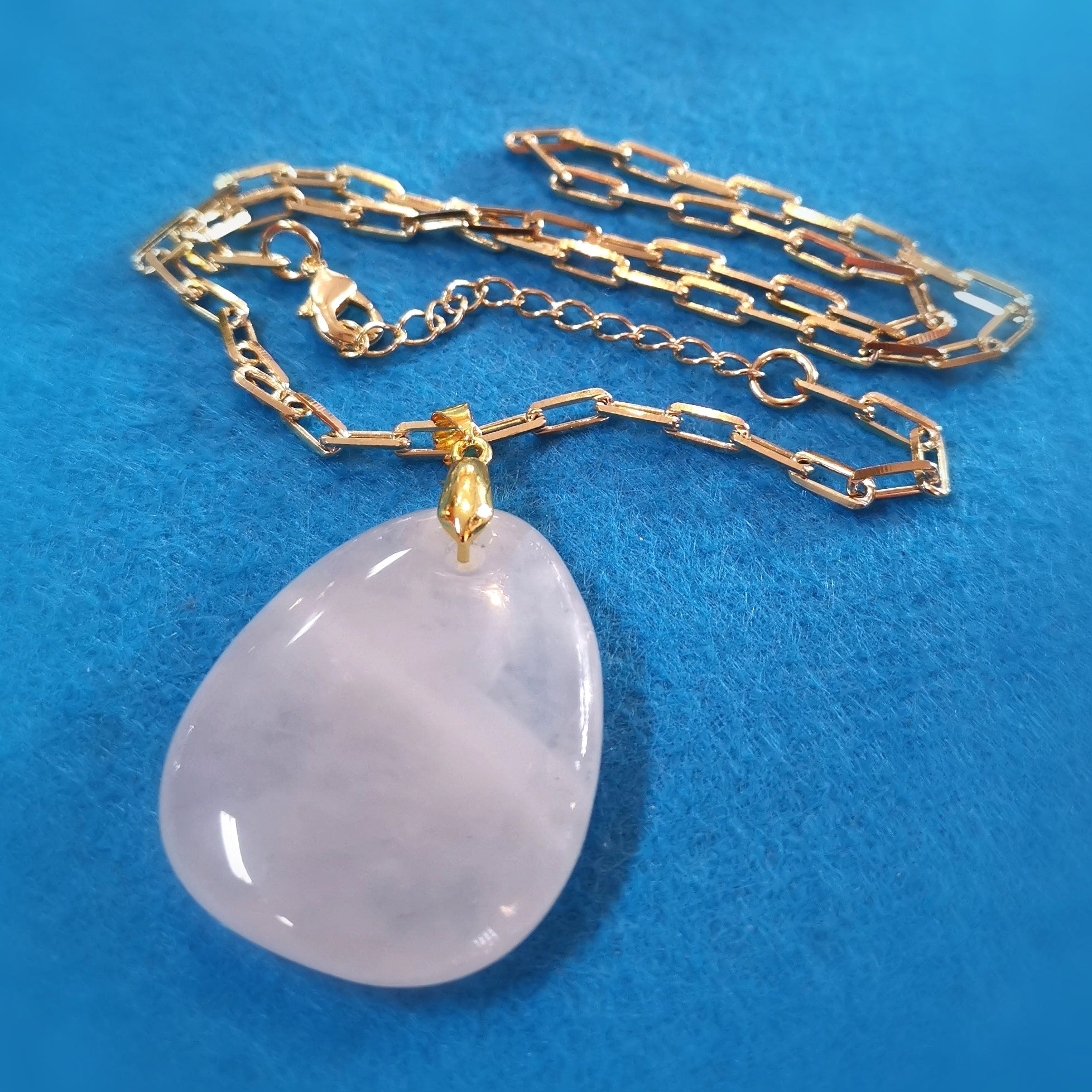 Rosenquarz Edelstein Amulett Gold Karma Kette – geweiht für Eigenliebe