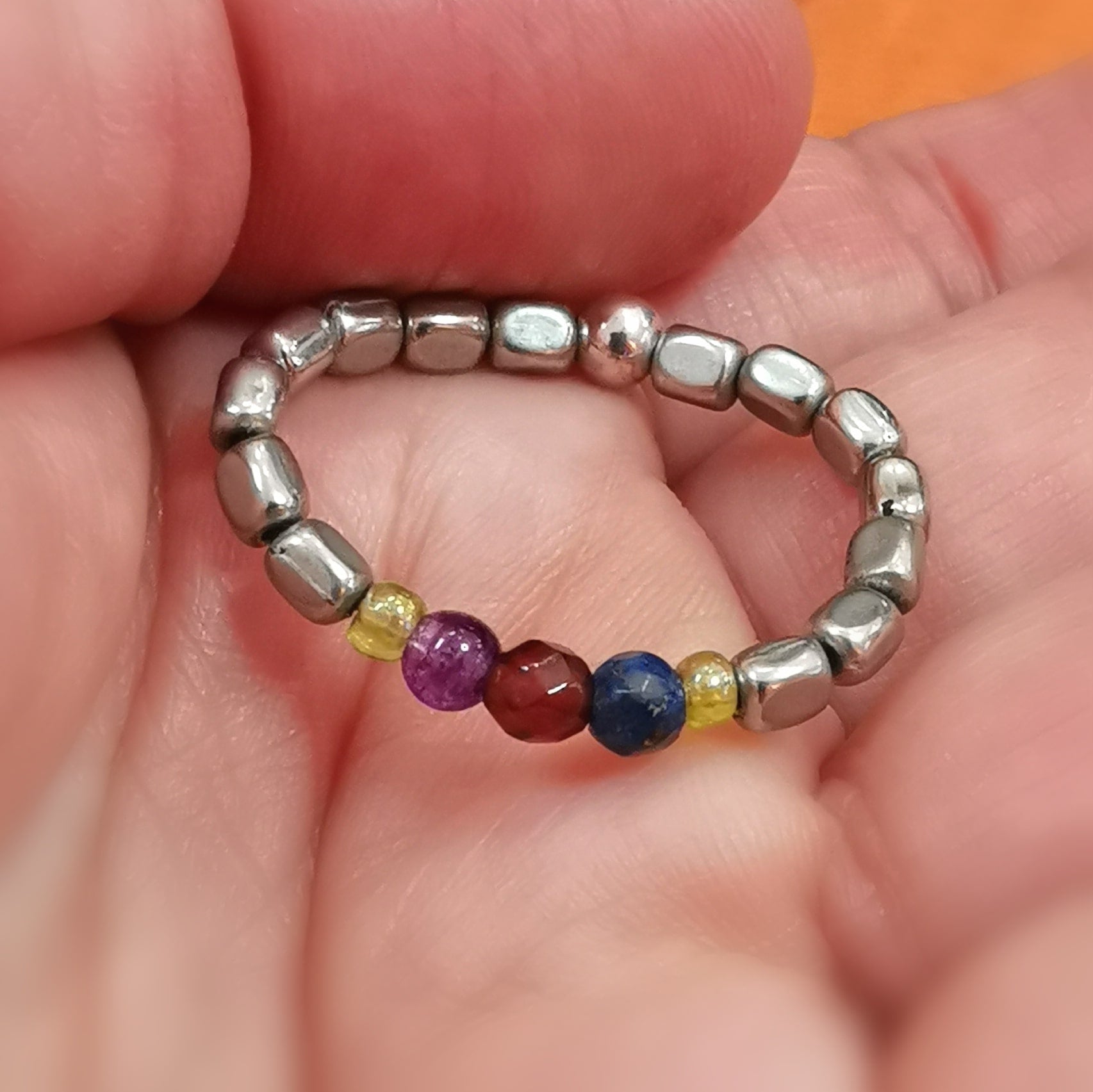 Saphir & Granat & Amethyst Yoga Ring – geweiht für Himmel & Erde