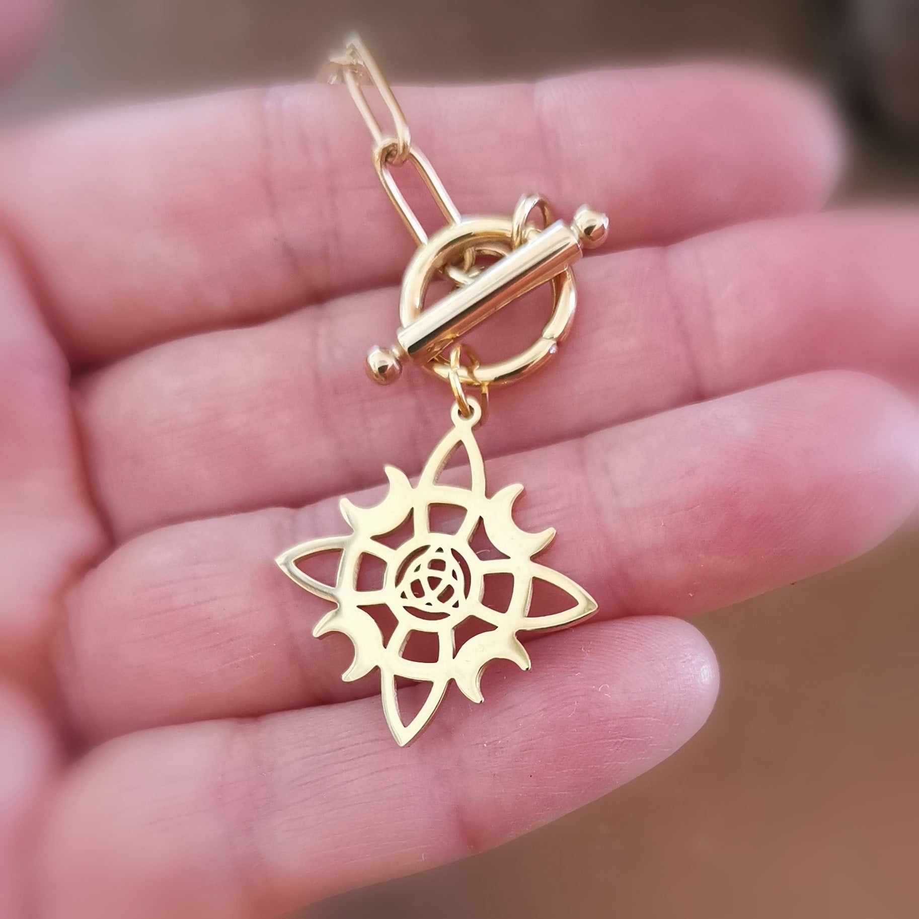 Weiße Magie Karma Kette – Hexenknoten Gold Edelstahl, Schutz & innere Stärke