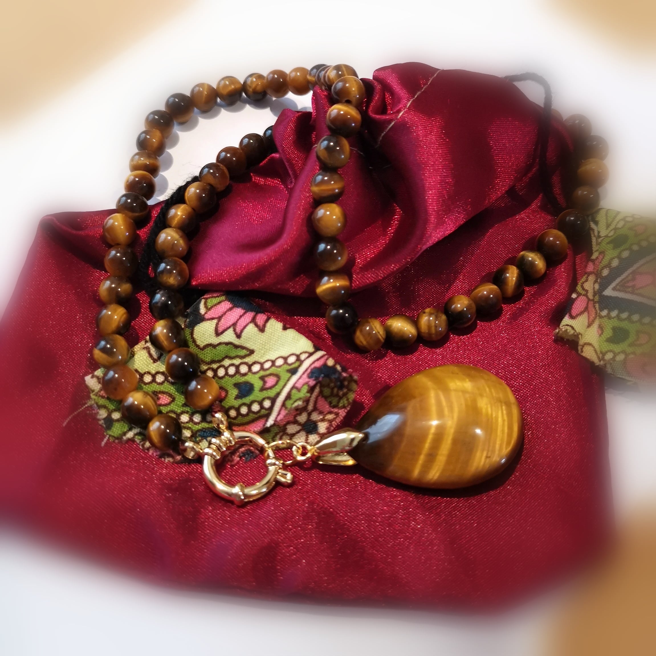 Tigerauge Edelstein Karma Kette – geweiht für Mut & Schutz