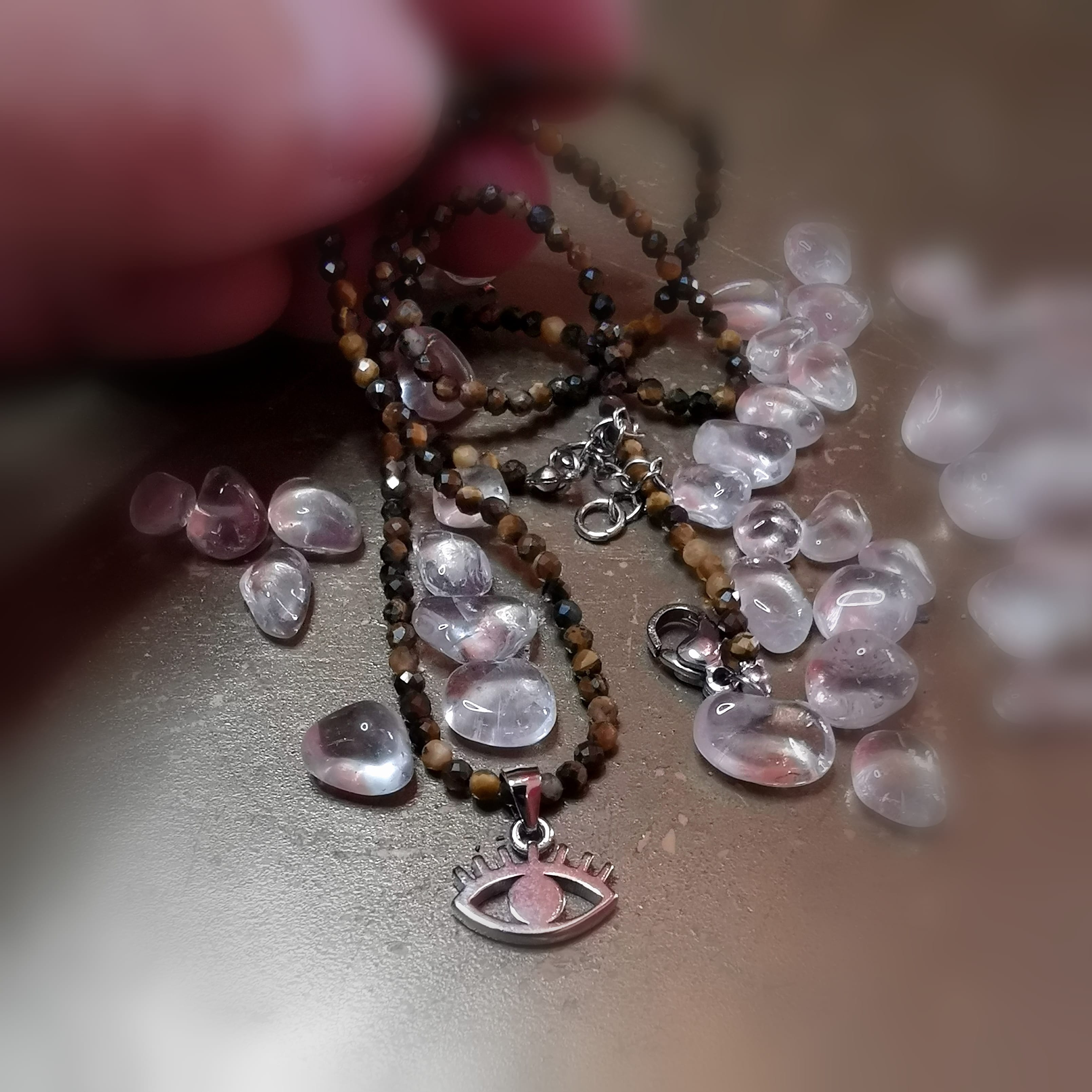 Tigerauge Karma Edelstein Kette mit Horusauge – geweiht für Schutz & Bewusstsein