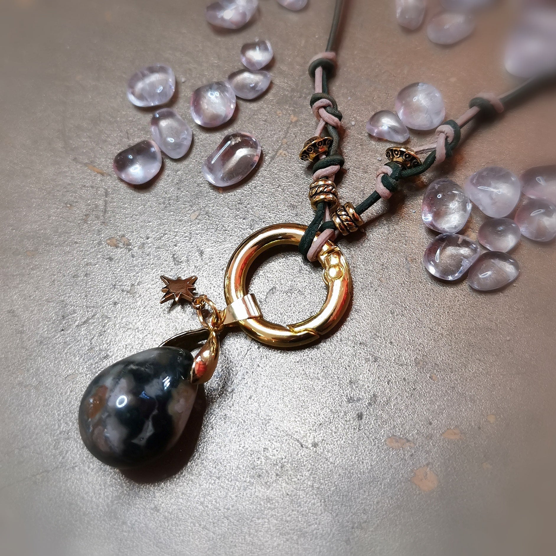 Ozean Jaspis & Polarstern Kette – geweiht für Vertrauen & innere Führung