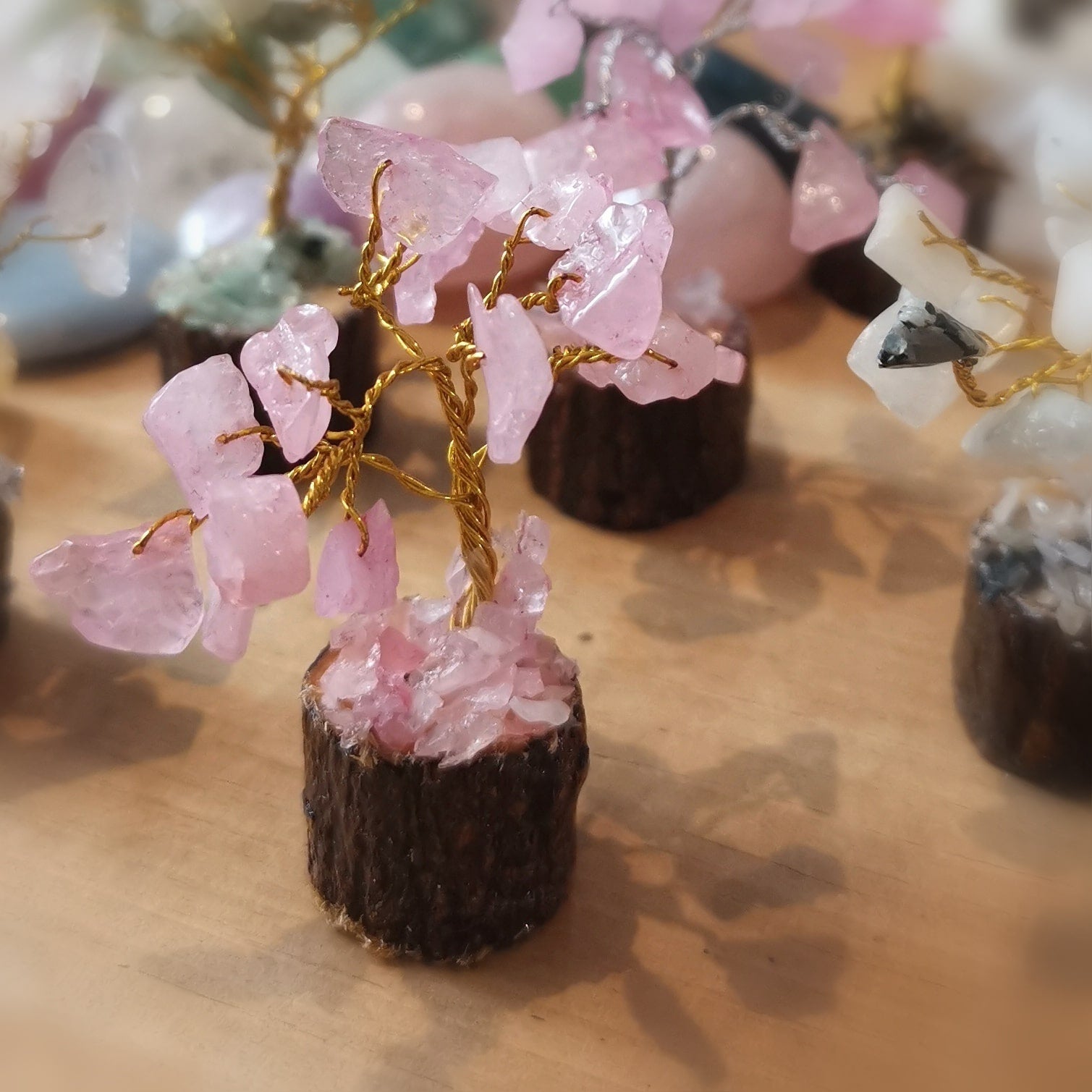 Lucky Tree Rosenquarz Edelstein – Lebensbaum der Liebe & des Glücks