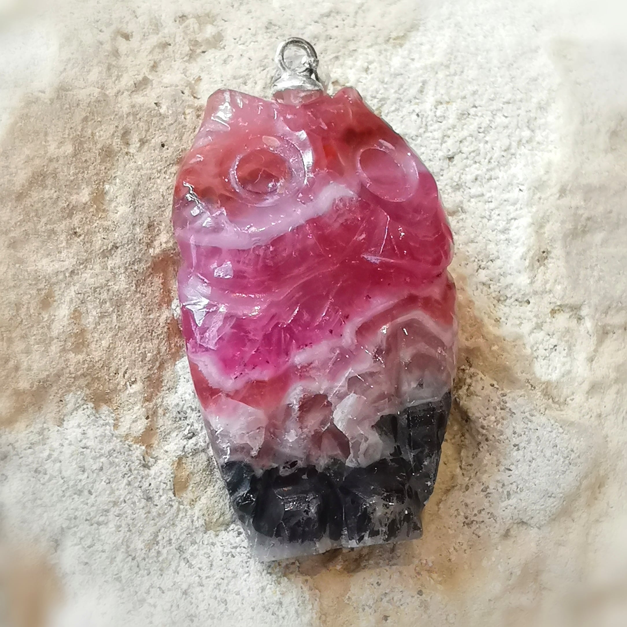 Kobaltcalcit Eulen Edelstein Anhänger – geweiht für Lebensfreude & Herzheilung