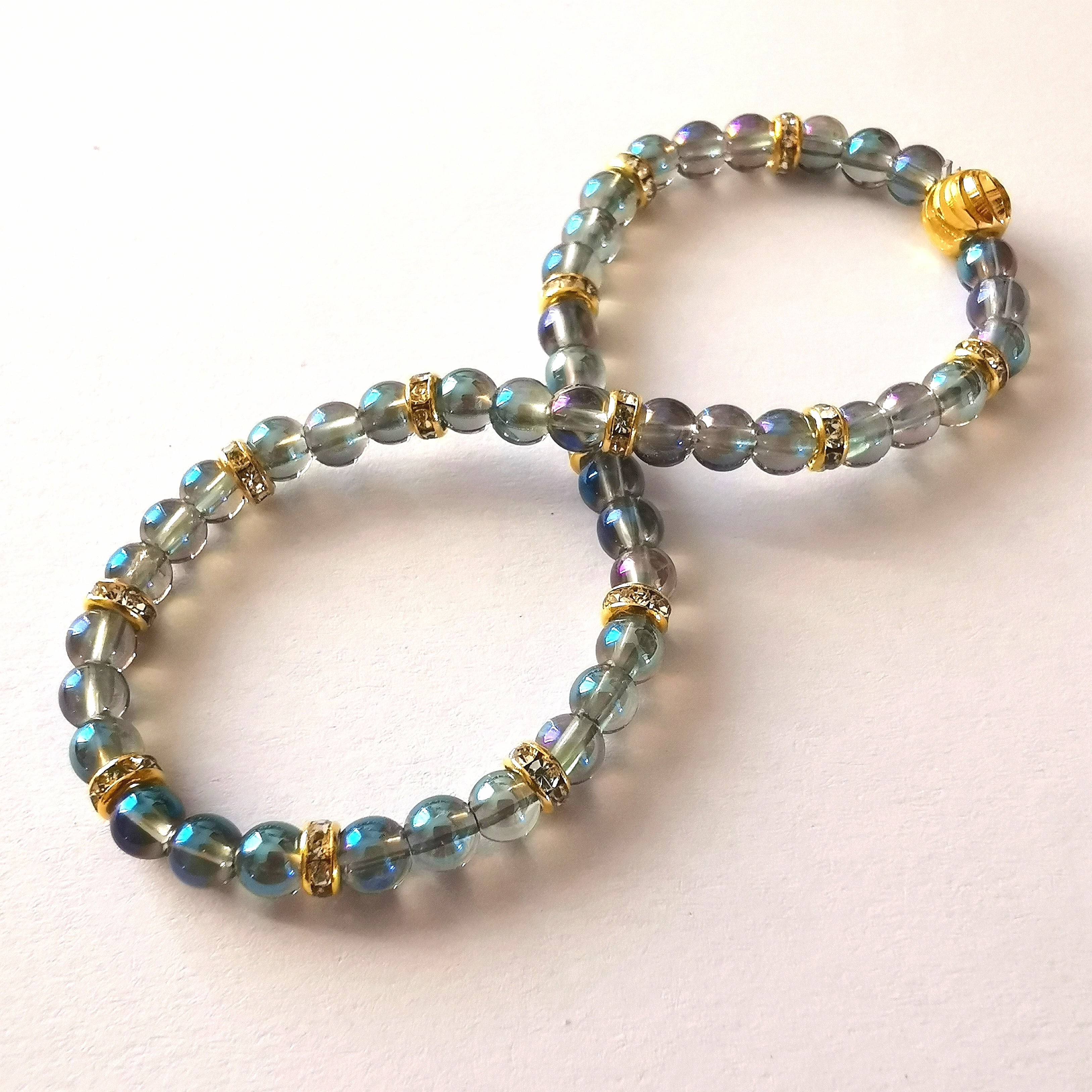 Aqua Aura Karma Edelstein Armband – Zauber des Lebens · Gold Edelstahl · Aura-Stärkung