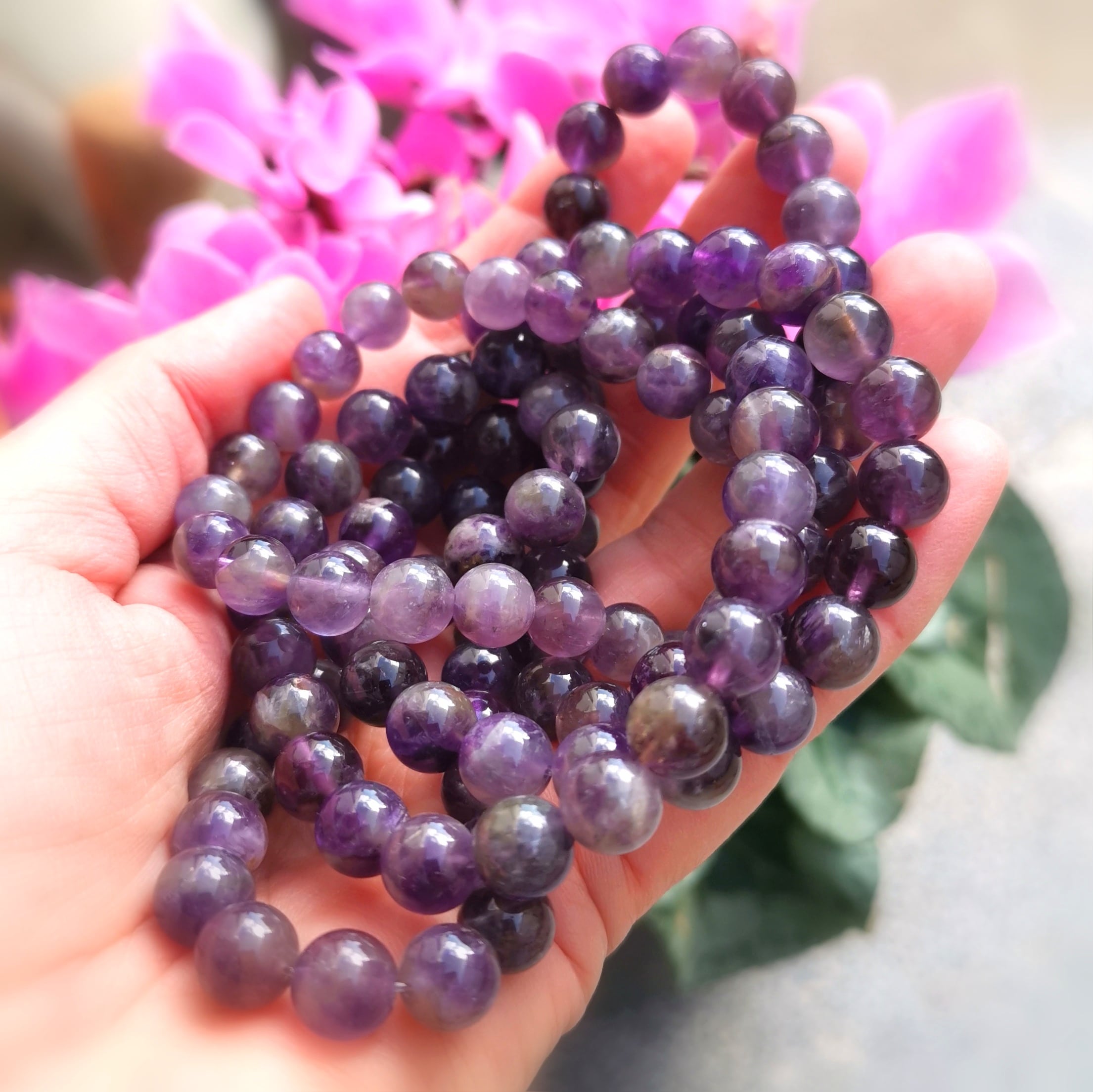 Amethyst Edelstein Armband – 8 mm · tiefes Lila · geweiht für Ruhe, Schutz & Intuition