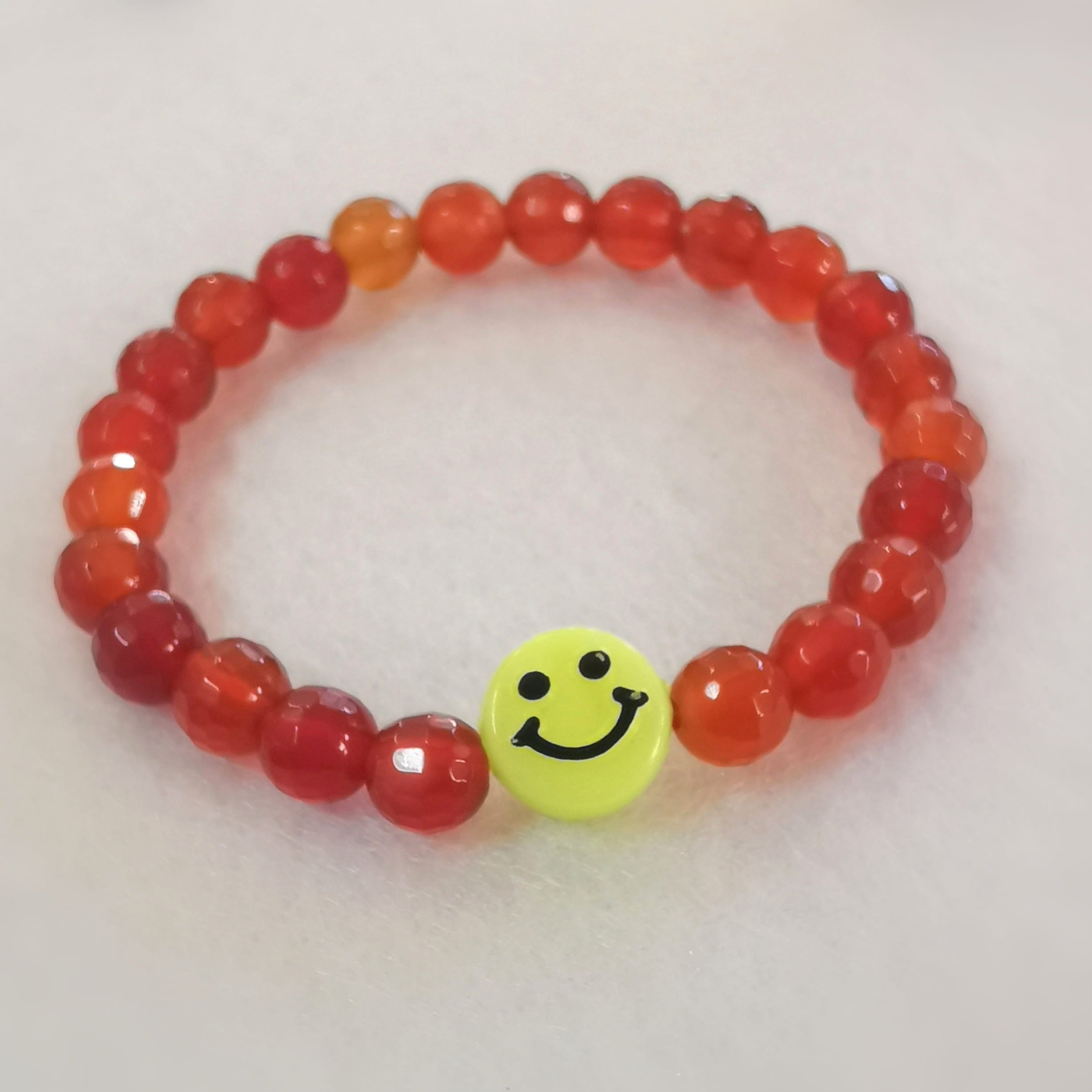 Kinder Smiley Karneol Glücksachat Karma Armband – geweiht für Schutz