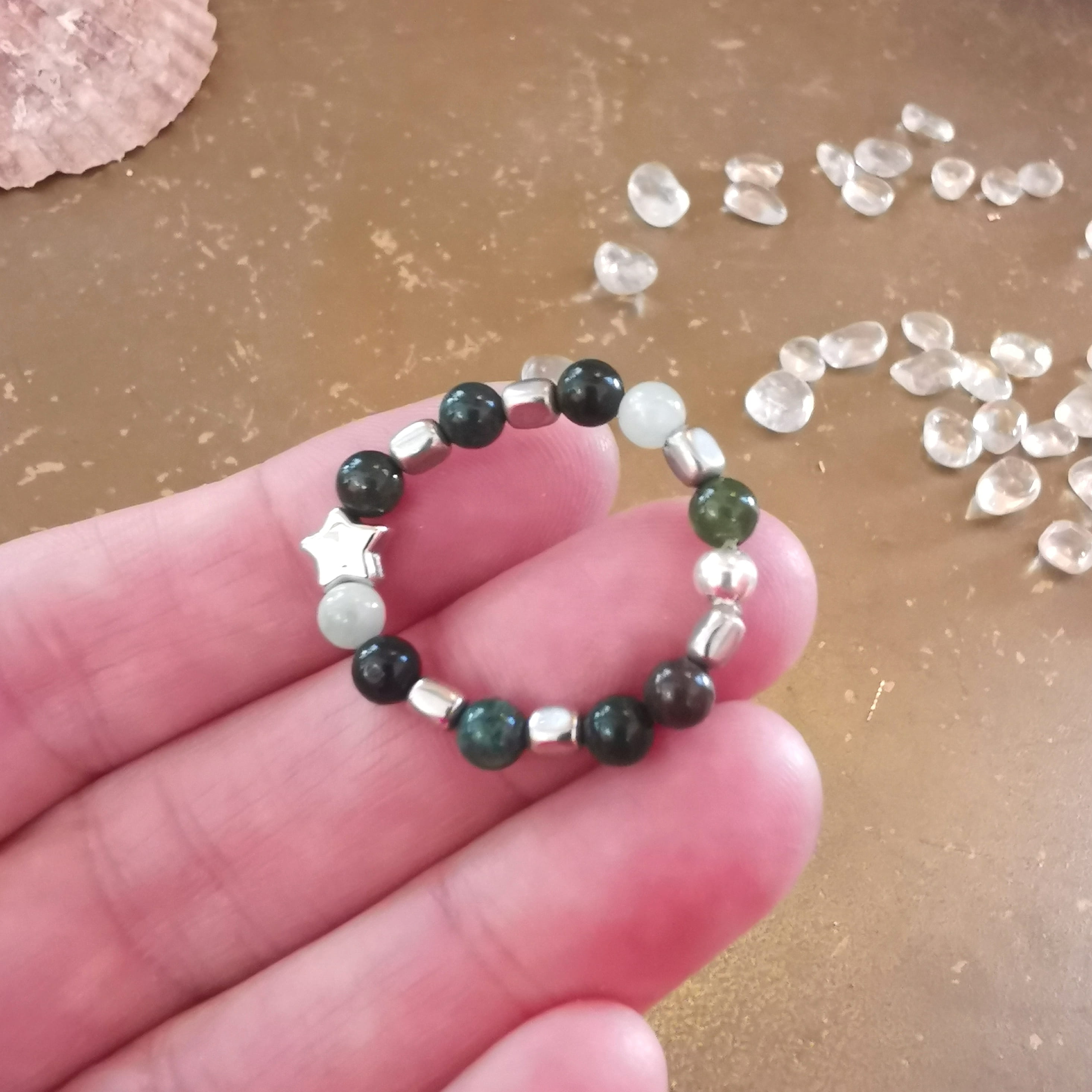 Edelstein Messing Stern Bijou Yoga Ring elastisch · für Hoffnung