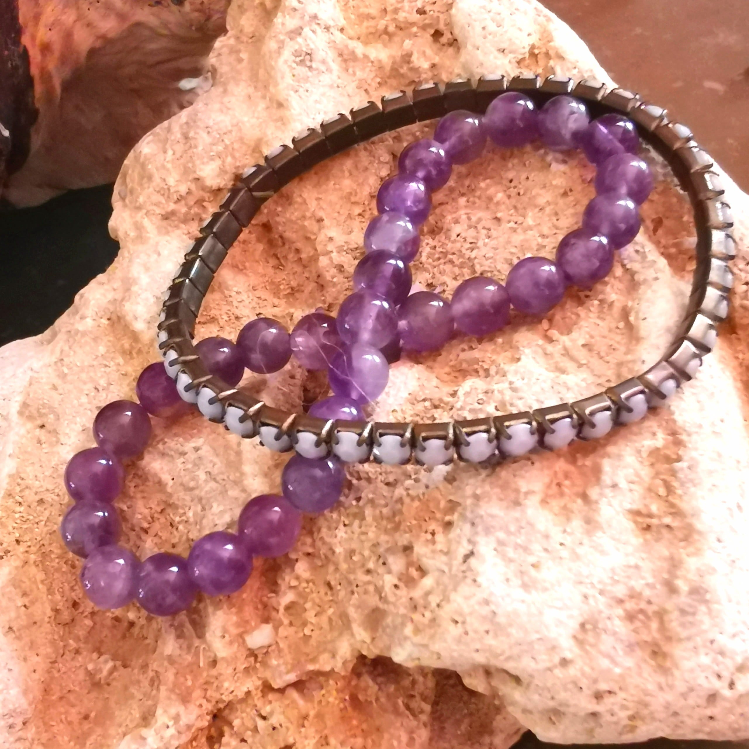 Amethyst Armband & Bijou Armband – geweihtes 2er Set für Ruhe & Klarheit