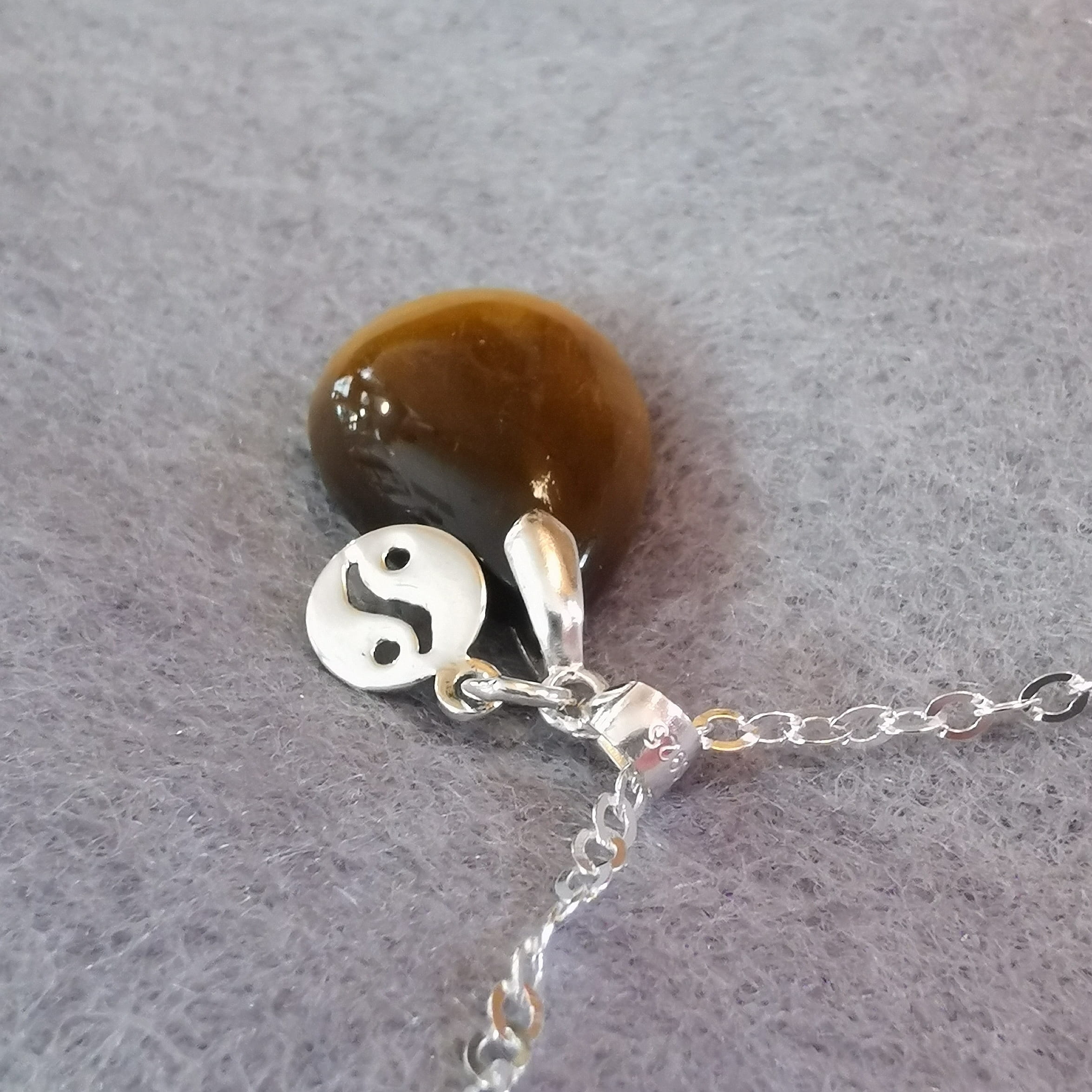 Tiger's Eye Gemstone Yin Yang Karma Gemstone Necklace – Consecrated for Balance, Courage & Inner Strength