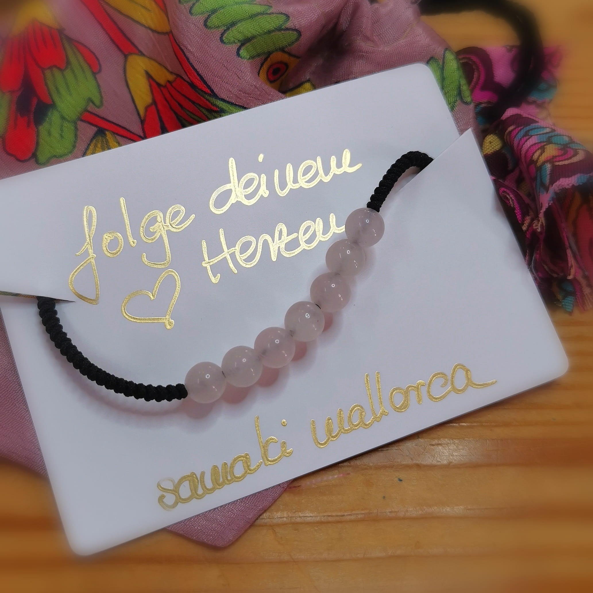 Rosenquarz Makramee Edelstein Reminder Armband – geweiht für Herzöffnung & liebevolle Erinnerung