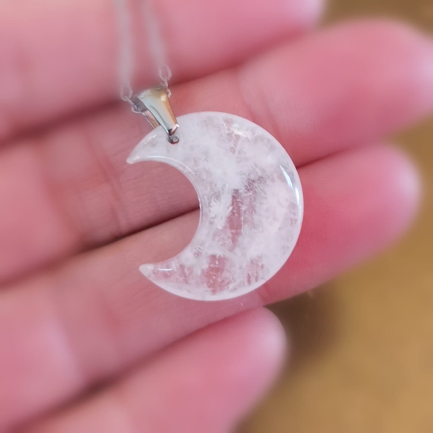 Bergkristall Edelstein Mond Karma Kette – geweiht für Klarheit & Neubeginn
