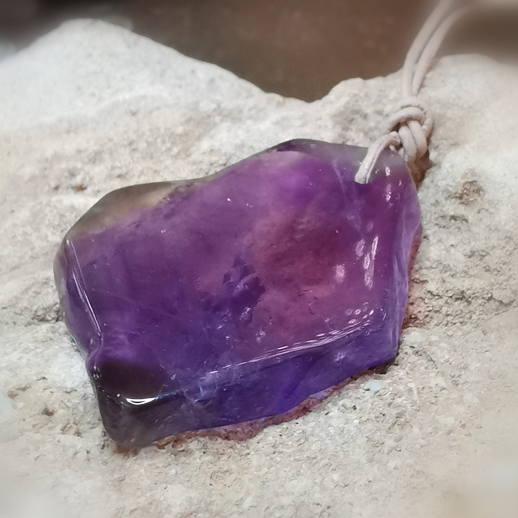 Amethyst Edelstein Platte Yoga Kette – geweiht für Inspiration & Klarheit