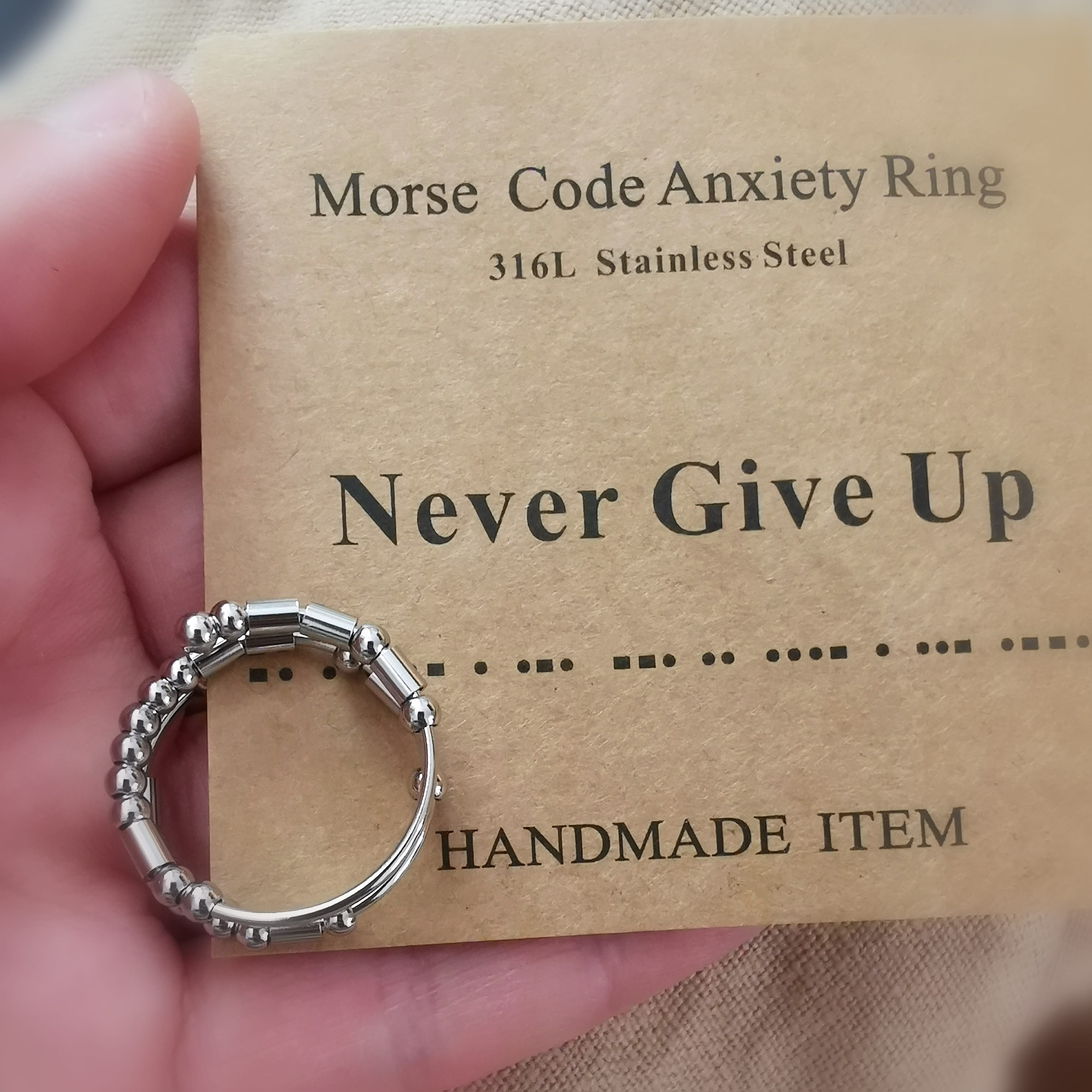 Morsezeichen Ring #Mut – never give up · Reminder für deinen Weg