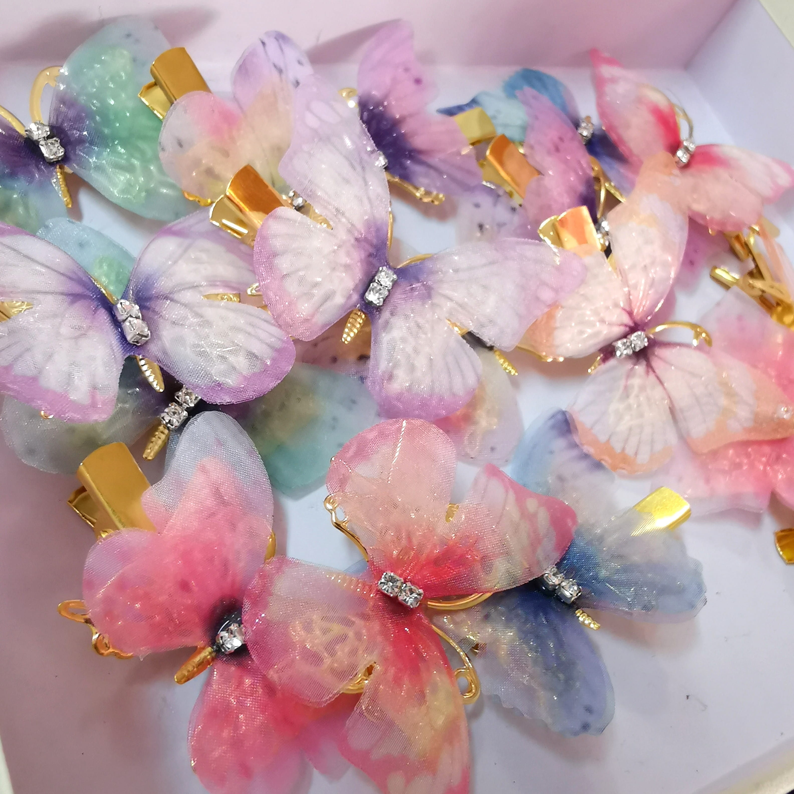 Schmetterling Haarspange Boho – rosa & aprikot, Glitzer für Leichtigkeit & Lebensfreude