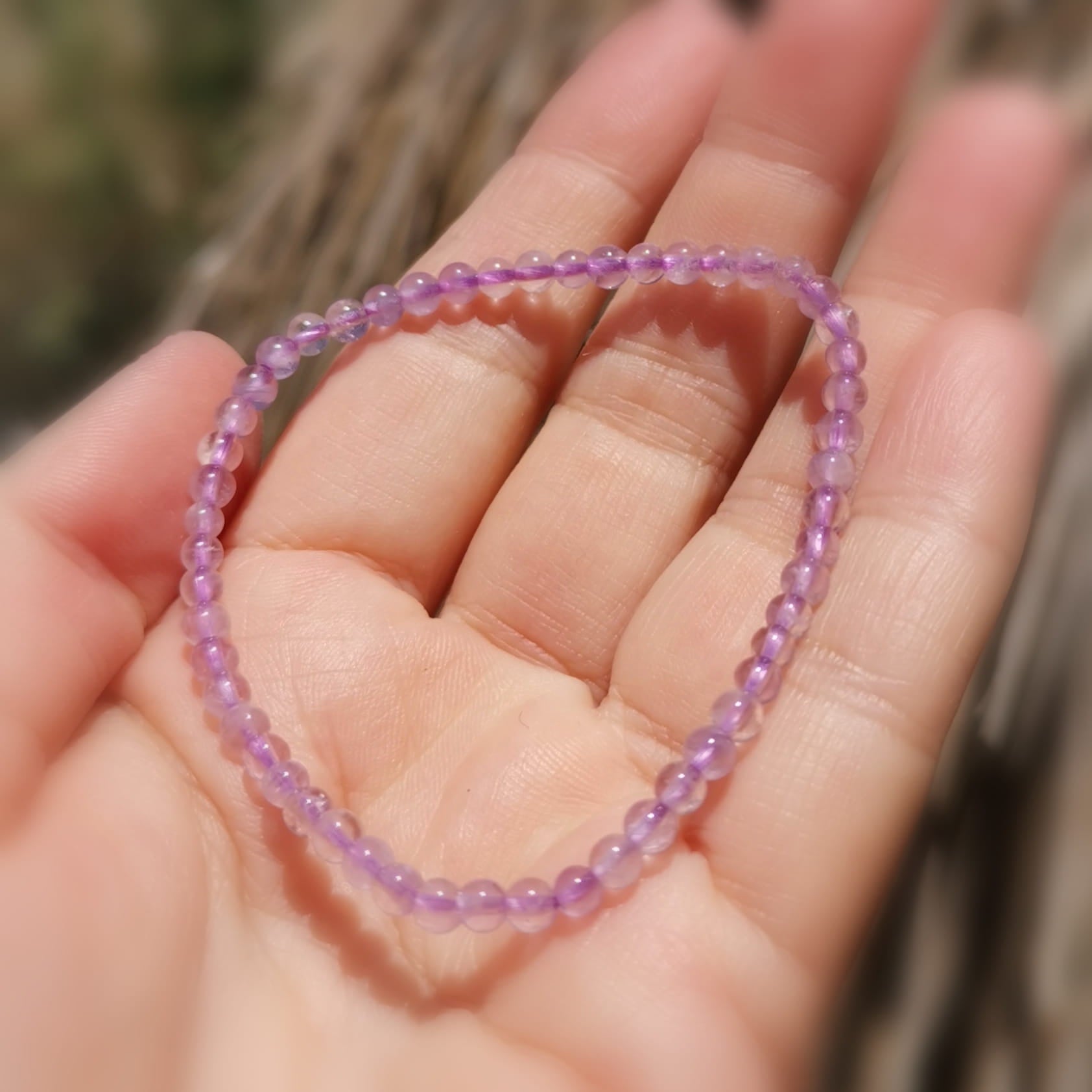 Lavendel Amethyst Karma Yoga Edelstein Armband – geweiht für Harmonie, Ruhe & Intuition