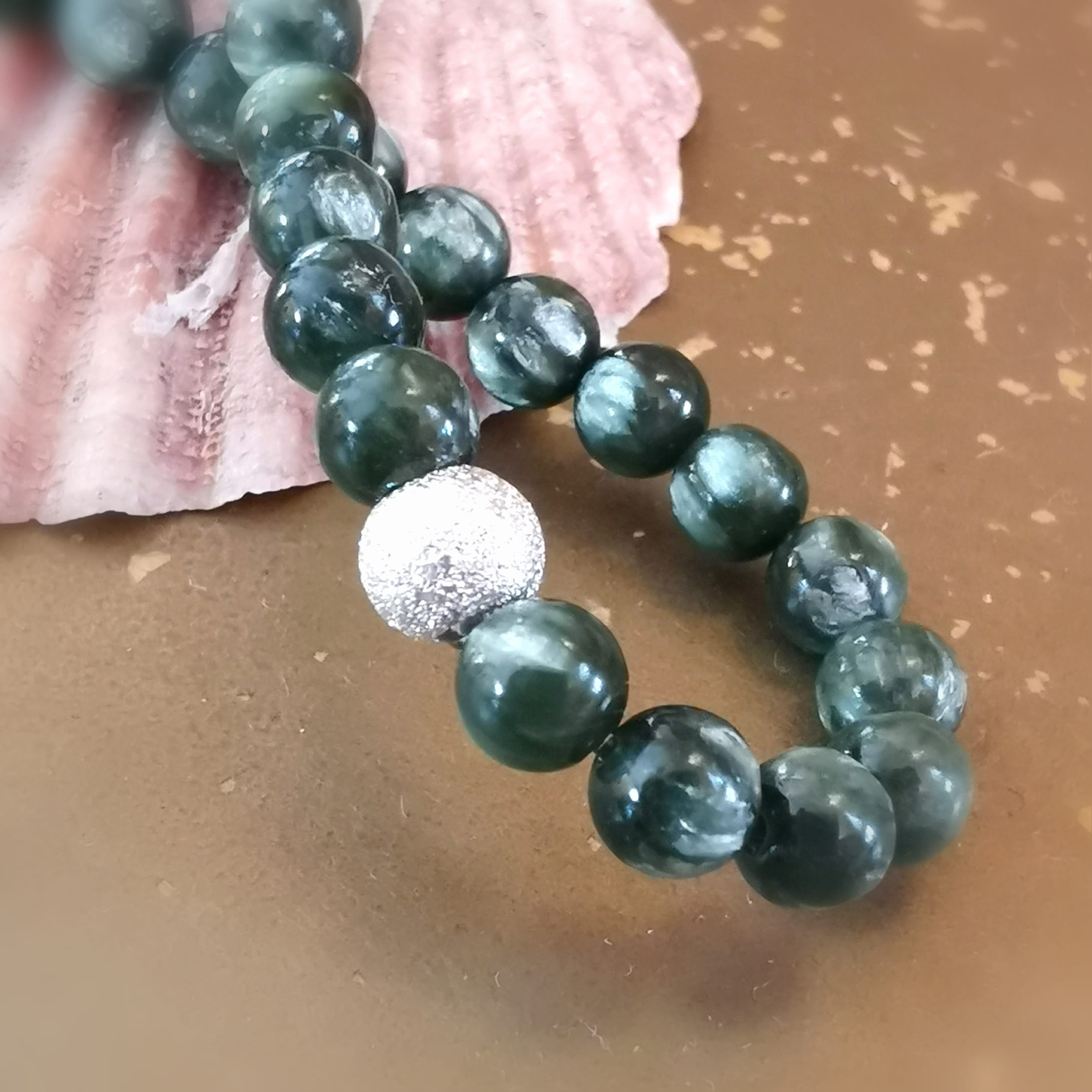 Seraphinit Edelstein Karma Armband AA Qualität – geweiht für Herzöffnung, Harmonie & Intuition