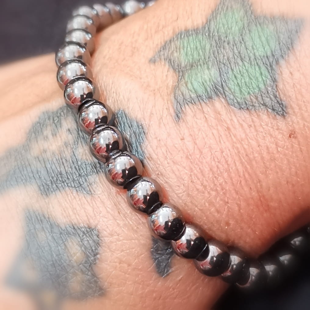 Magnetit Hämatit Edelstein Karma Armband – geweiht für Erdung, Schutz & innere Stärke