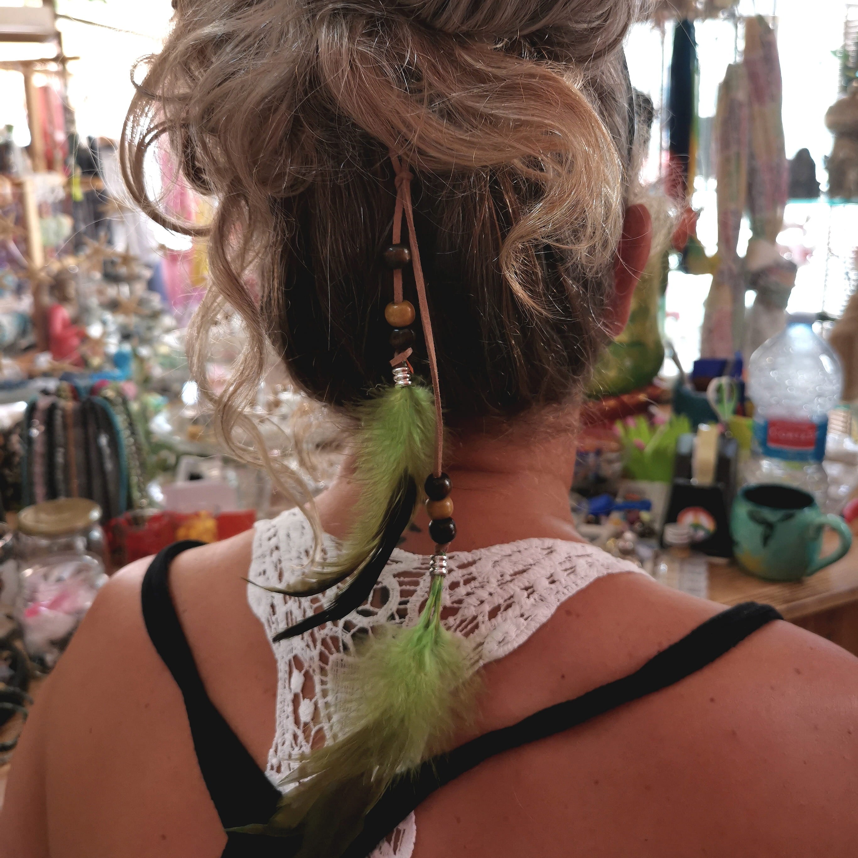 Federn Haar Karma Chakra Schmuck Türkis – zauberhafter Haar Clip #Lebensfreude
