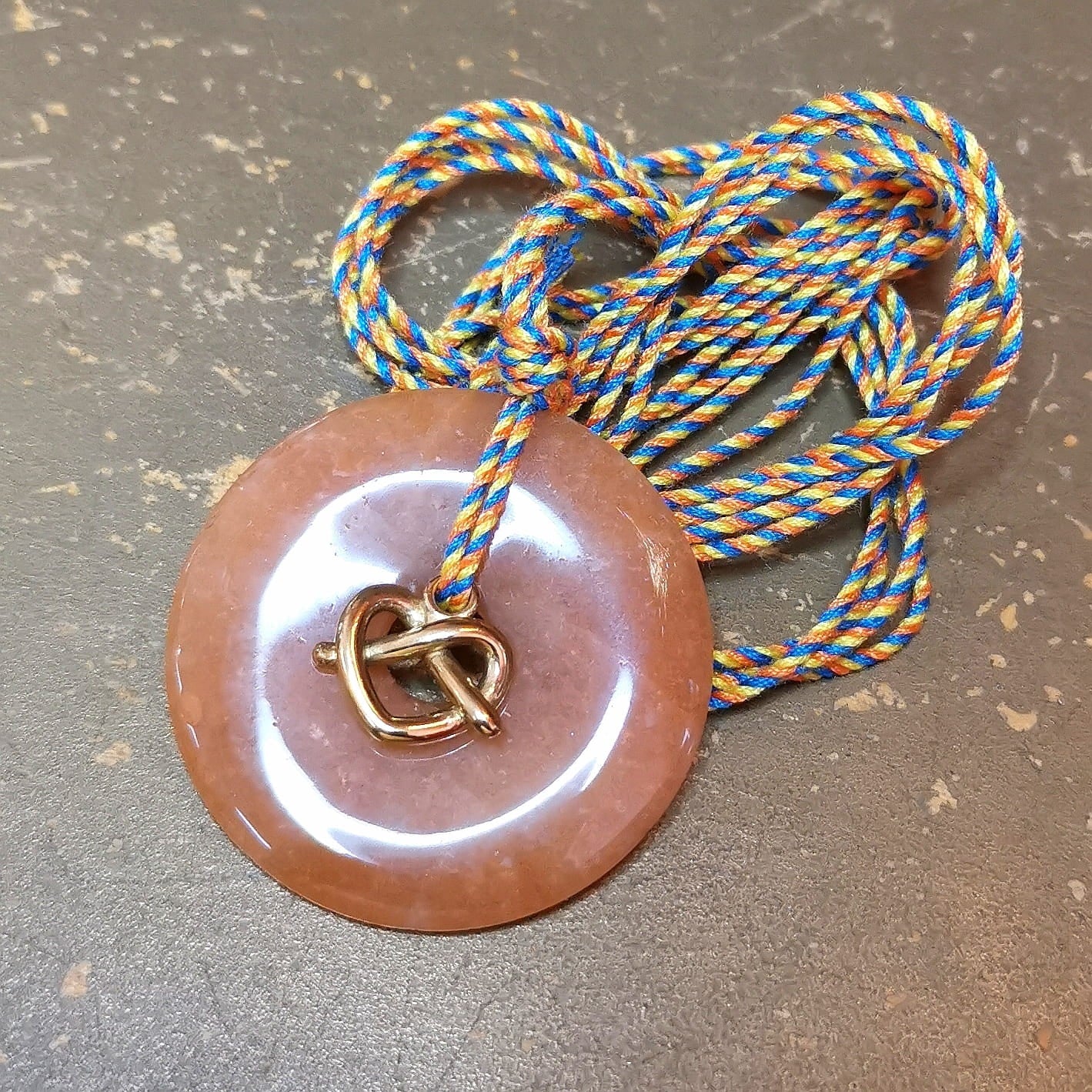 Orangencalcit Herz Edelstein Karma Kette – Hippie Style easy going