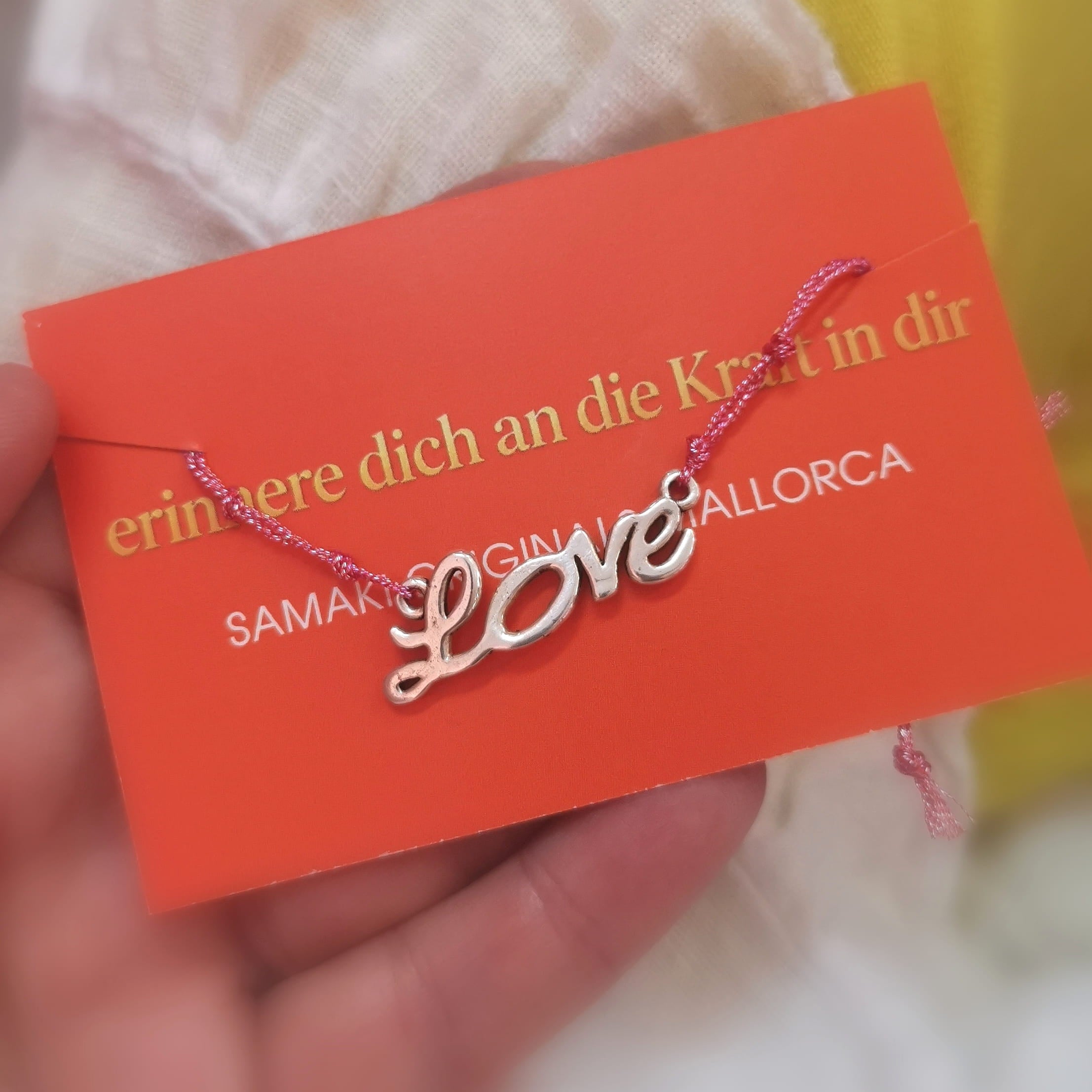 Love Faden Armband Glück – geweiht, Reminder Band Rot Pink Glitzer
