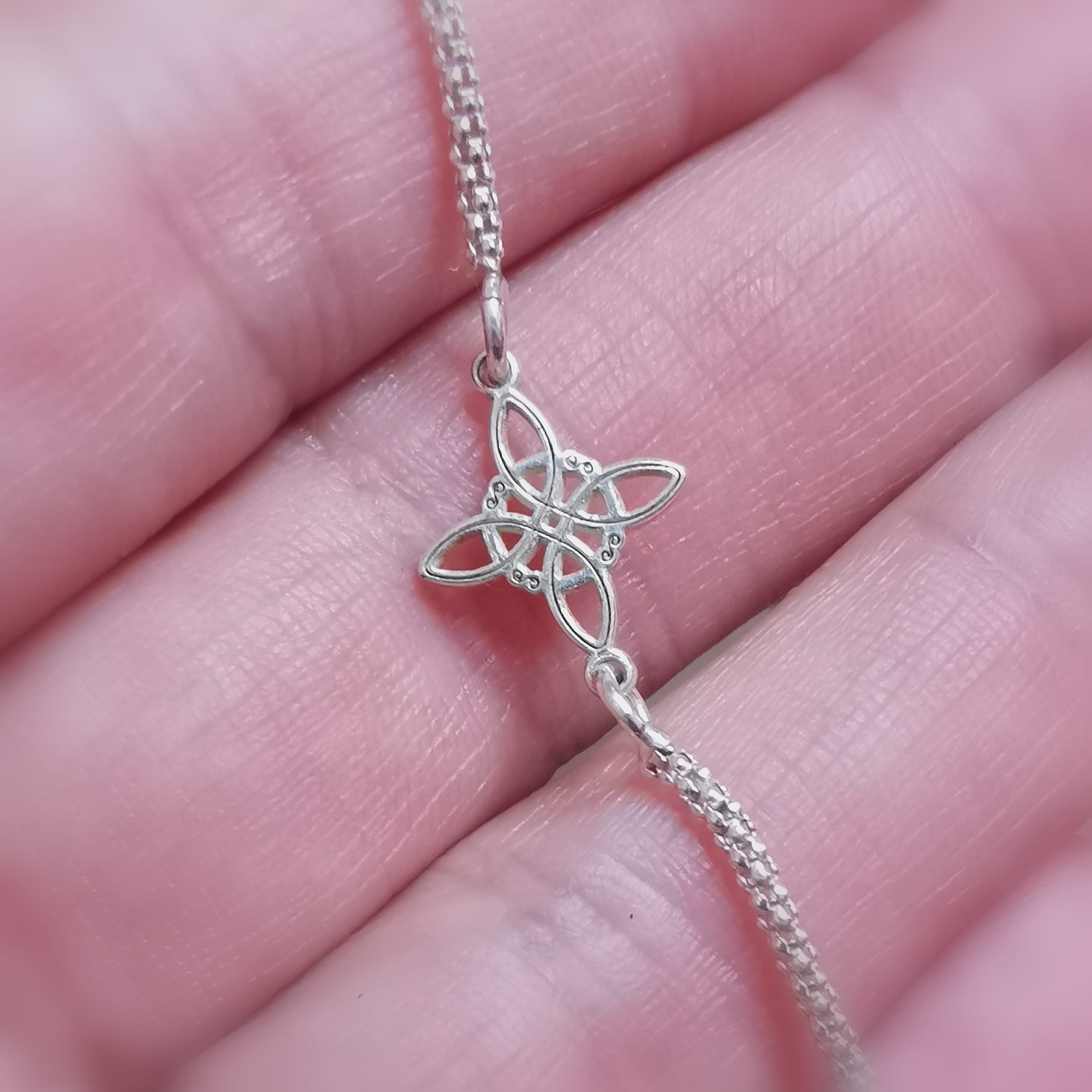 Hexenknoten Sterlingsilber Karma Armband – Mystik Yoga Reiki, geweiht