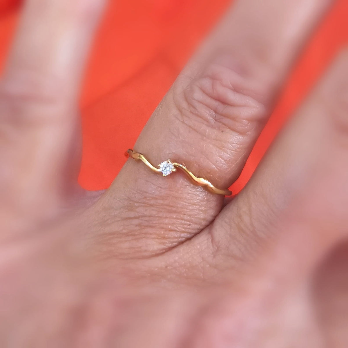 Stacking Ring Zirkon – zarter Edelstahlring vergoldet - Licht & Lebensfreude