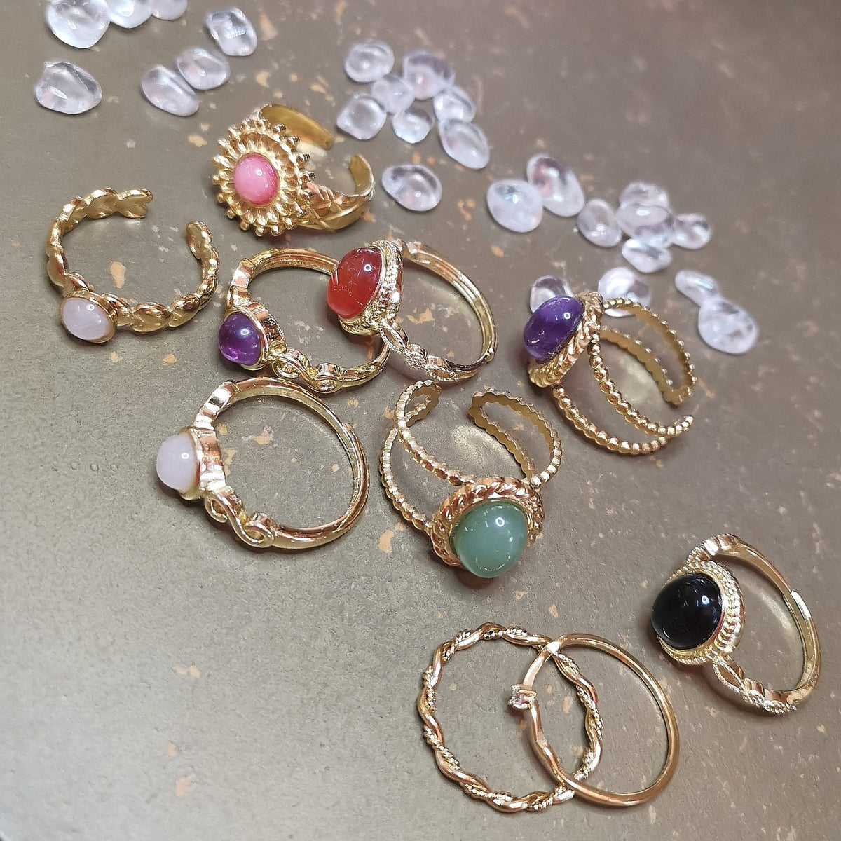 Carneol Achat Edelstein Edelstahl Gold Ring – Lebensfreude, Energie & Mut