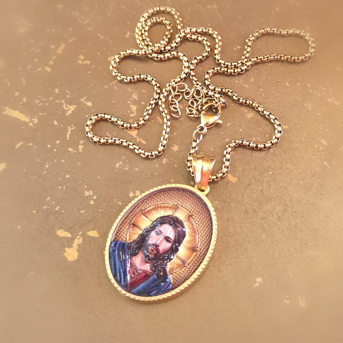 Jesus Christus Herz Jesu Kette Gold – Sacred Heart Schutzamulett
