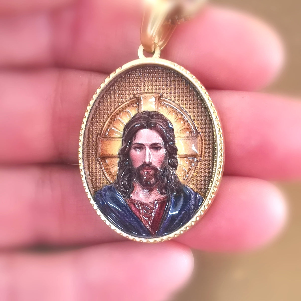 Jesus Christus Herz Jesu Kette Gold – Sacred Heart Schutzamulett