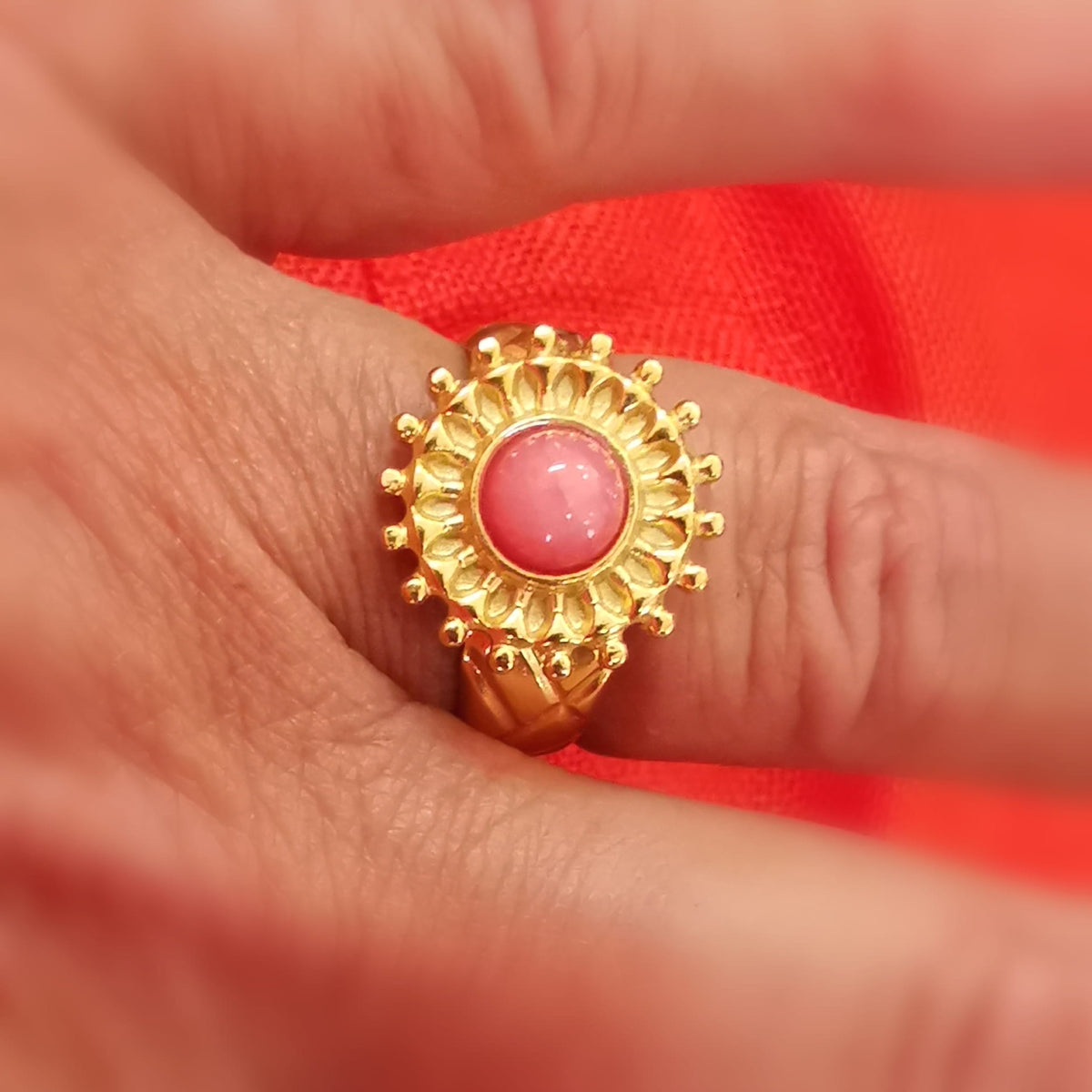 Achat Sonne Edelstein Ring Gold – Lebensfreude, Wärme & positive Energie